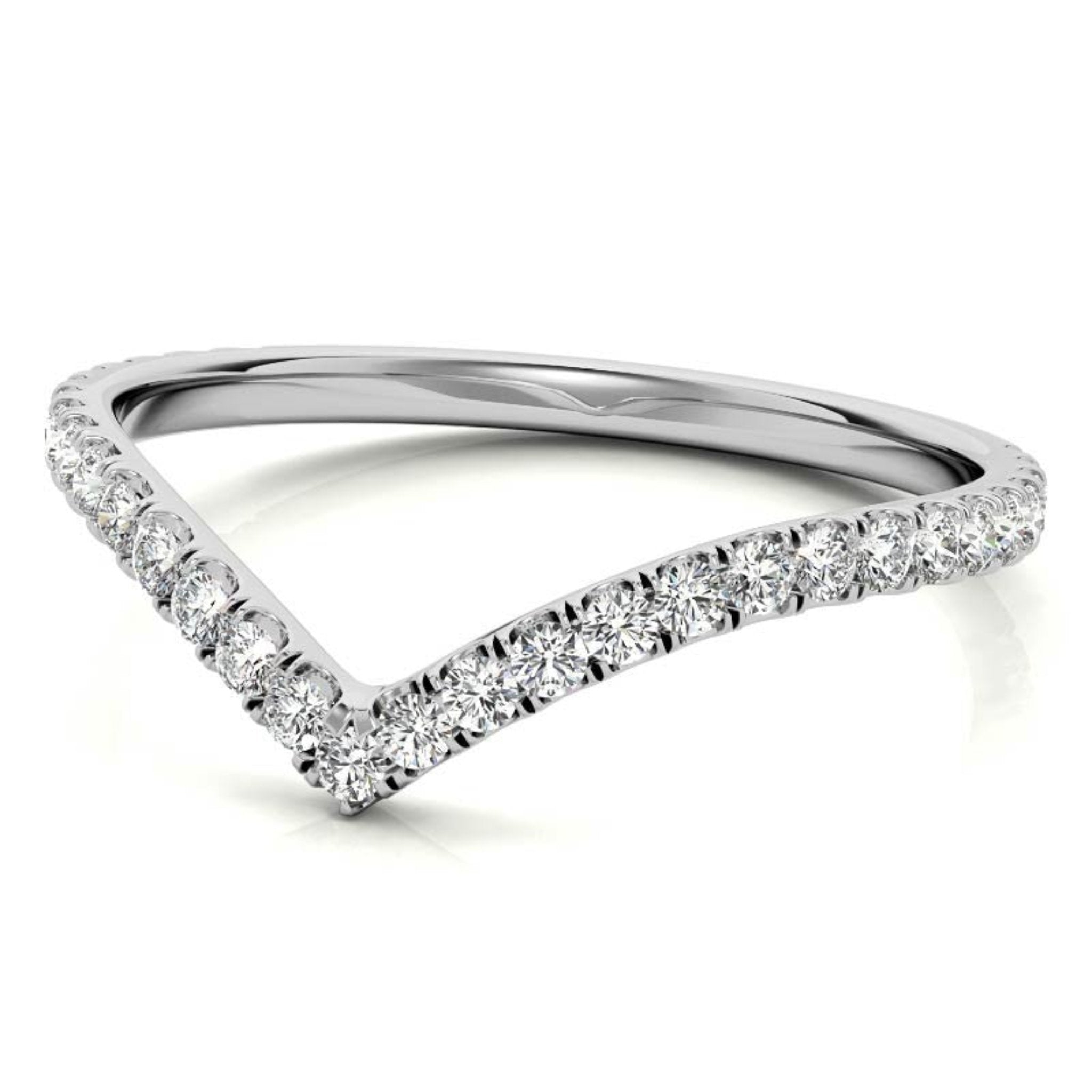 White Gold Silver Stacked Adjustable V-Curve Chevron Ring For Woman