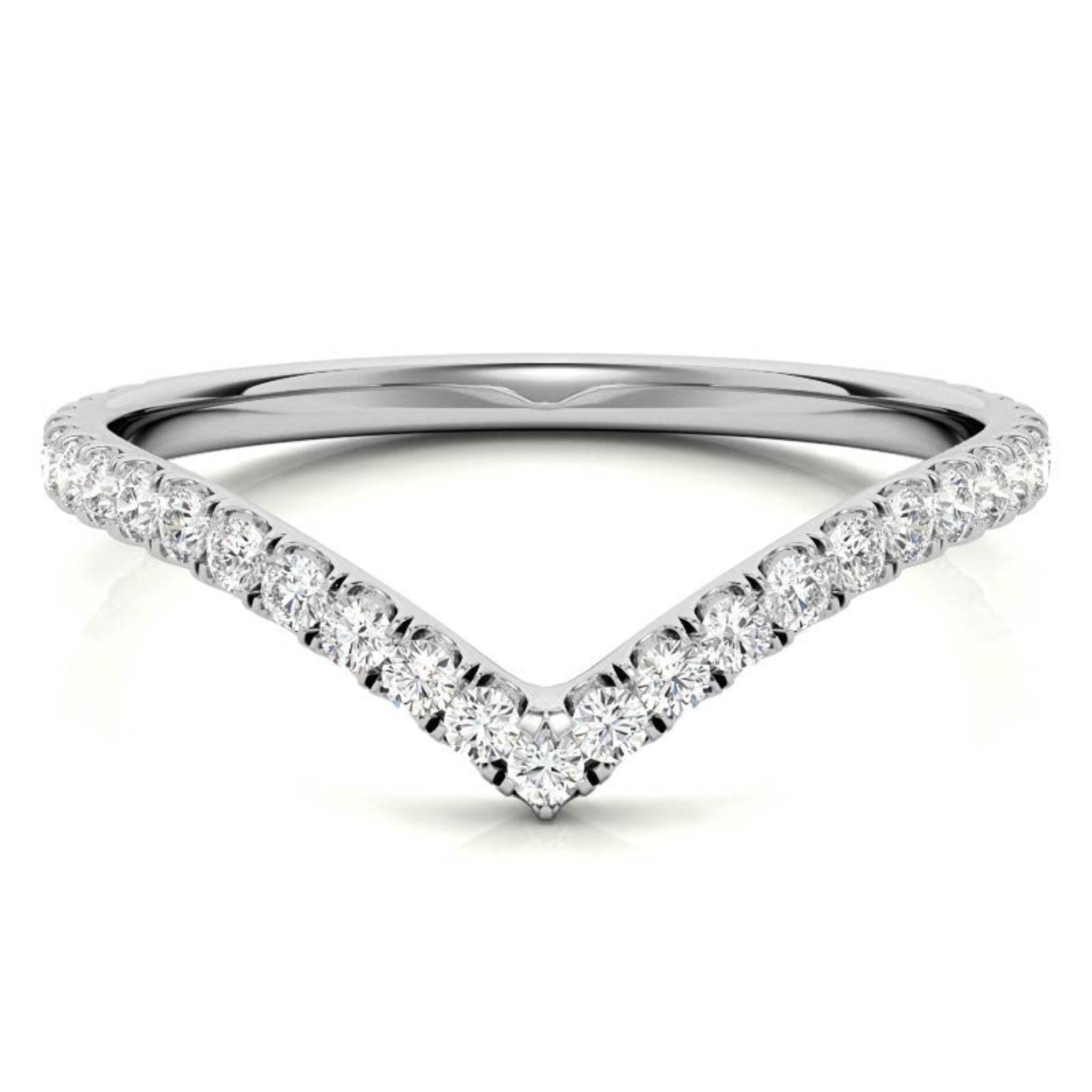 White Gold Silver Stacked Adjustable V-Curve Chevron Ring For Woman