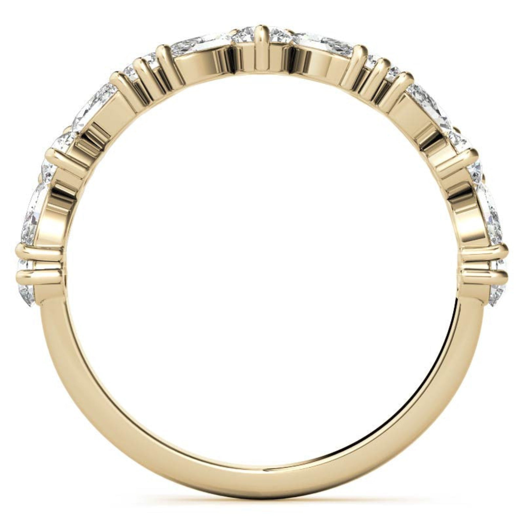 Adjustable Sterling Silver Timeless Elegant Marquise and Round Cut Diamond Yellow Gold Band For Women