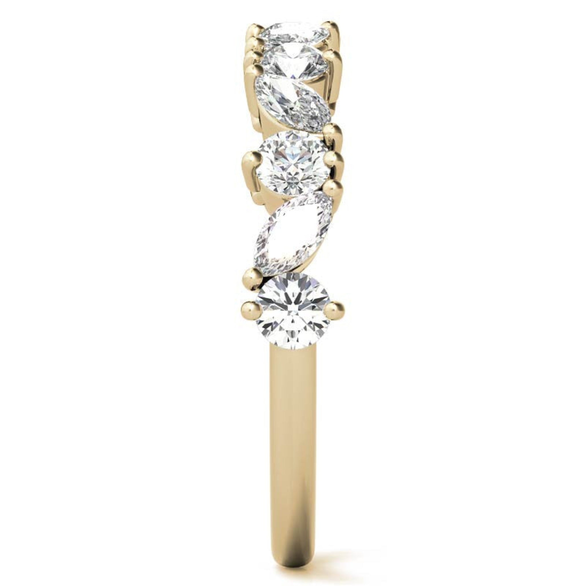 Adjustable Sterling Silver Timeless Elegant Marquise and Round Cut Diamond Yellow Gold Band For Women