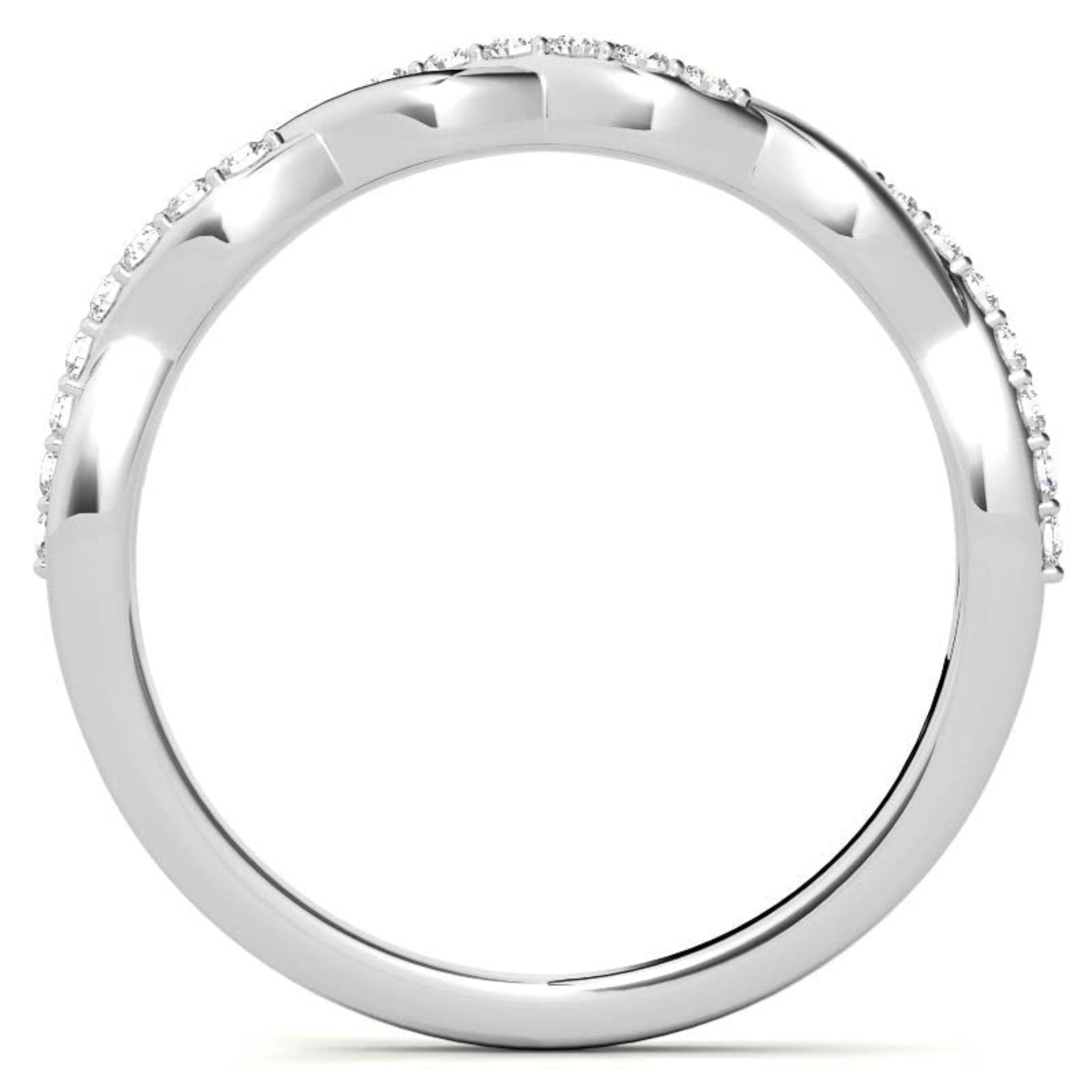 Sterling Silver Classic Adjustable Round diamond Twisted White Gold Ring For Women