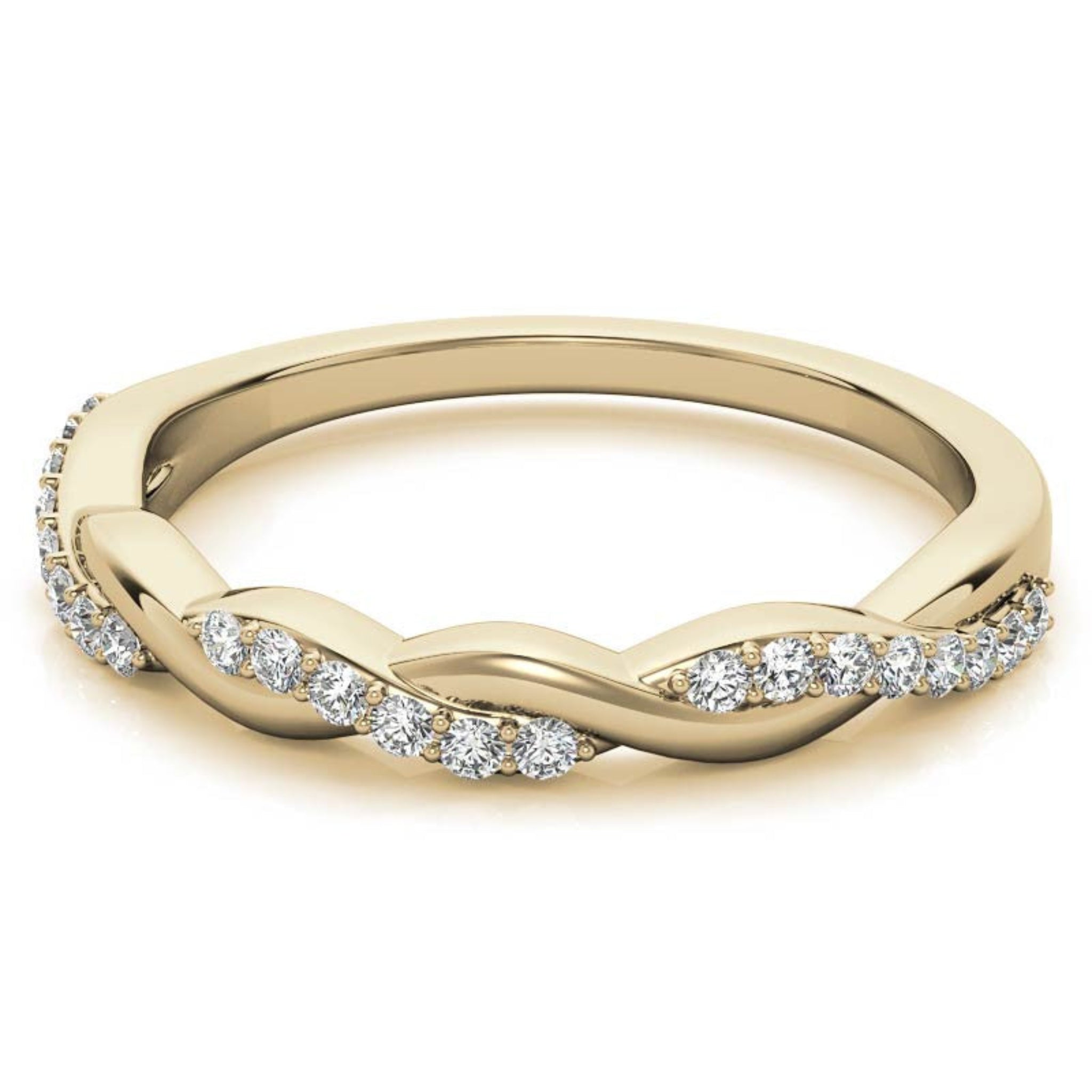 Sterling Silver Classic Adjustable Round diamond Twisted Yellow Gold Ring For Women