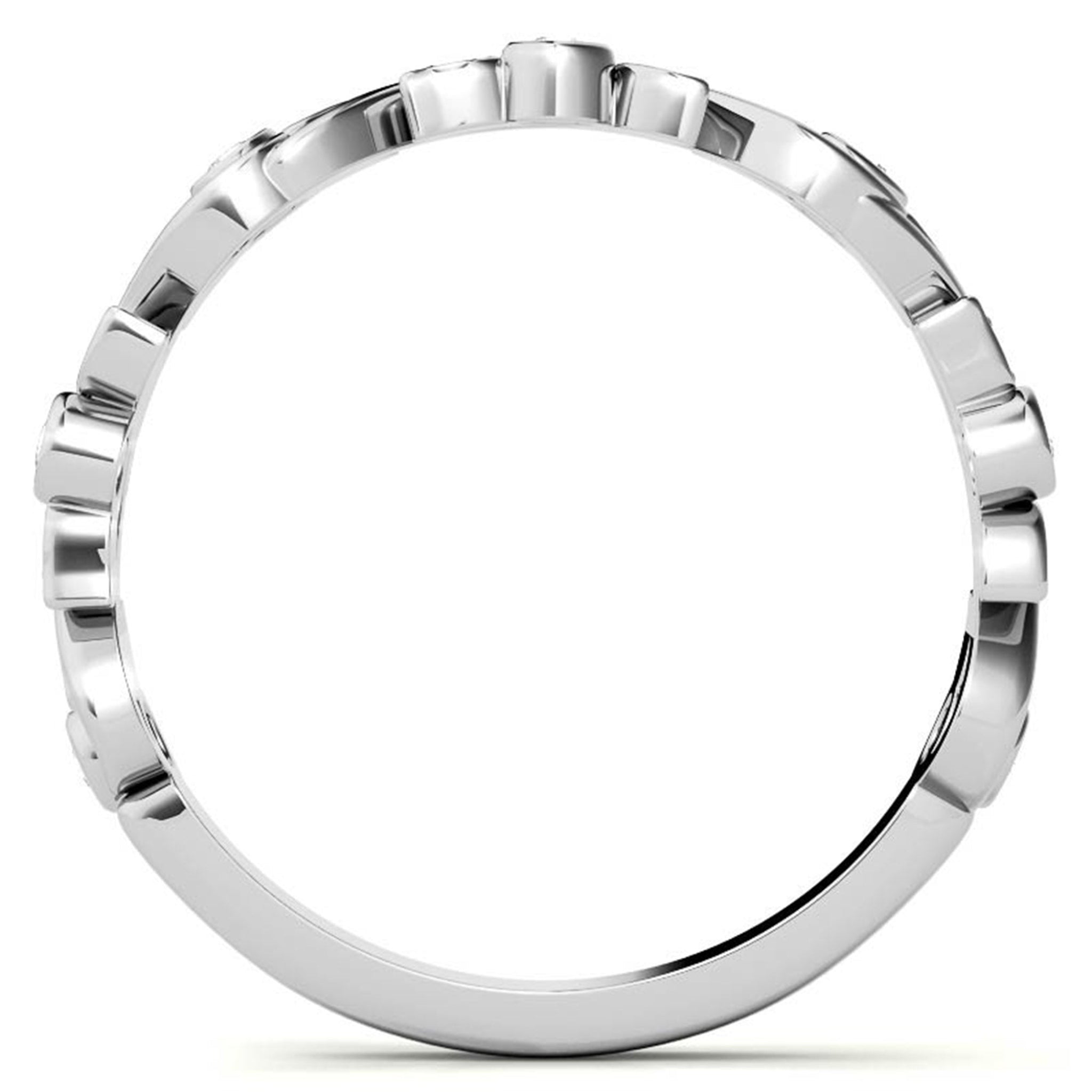 Adjustable Sterling Silver Stunning White Gold Floral-Inspired With Leaf Motif Diamond Ring For Women