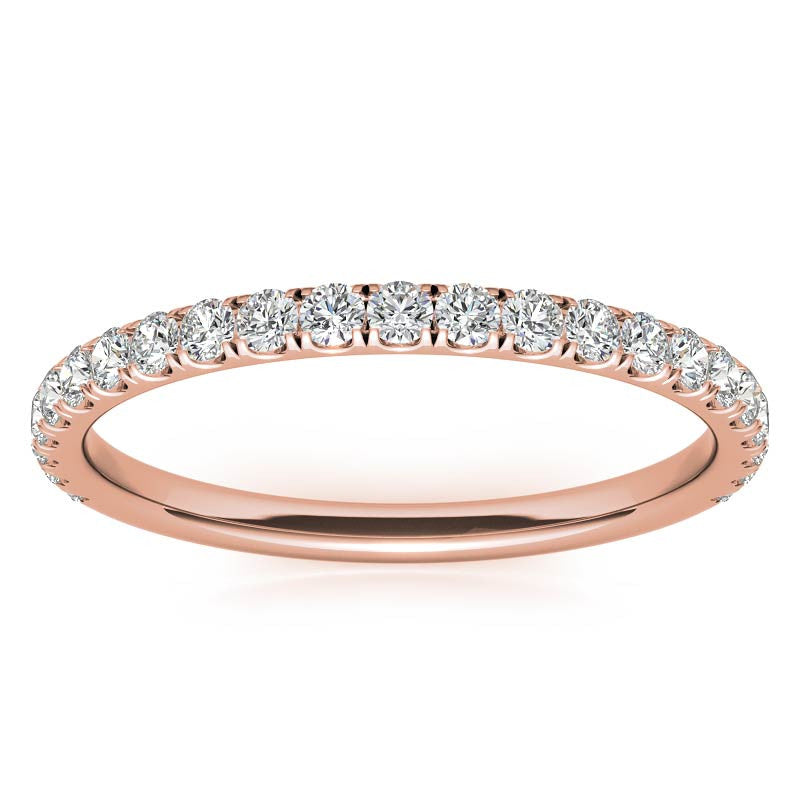 Sterling Silver Delicate Adjustable Round Studded Diamonds Rose Gold Ring For Women
