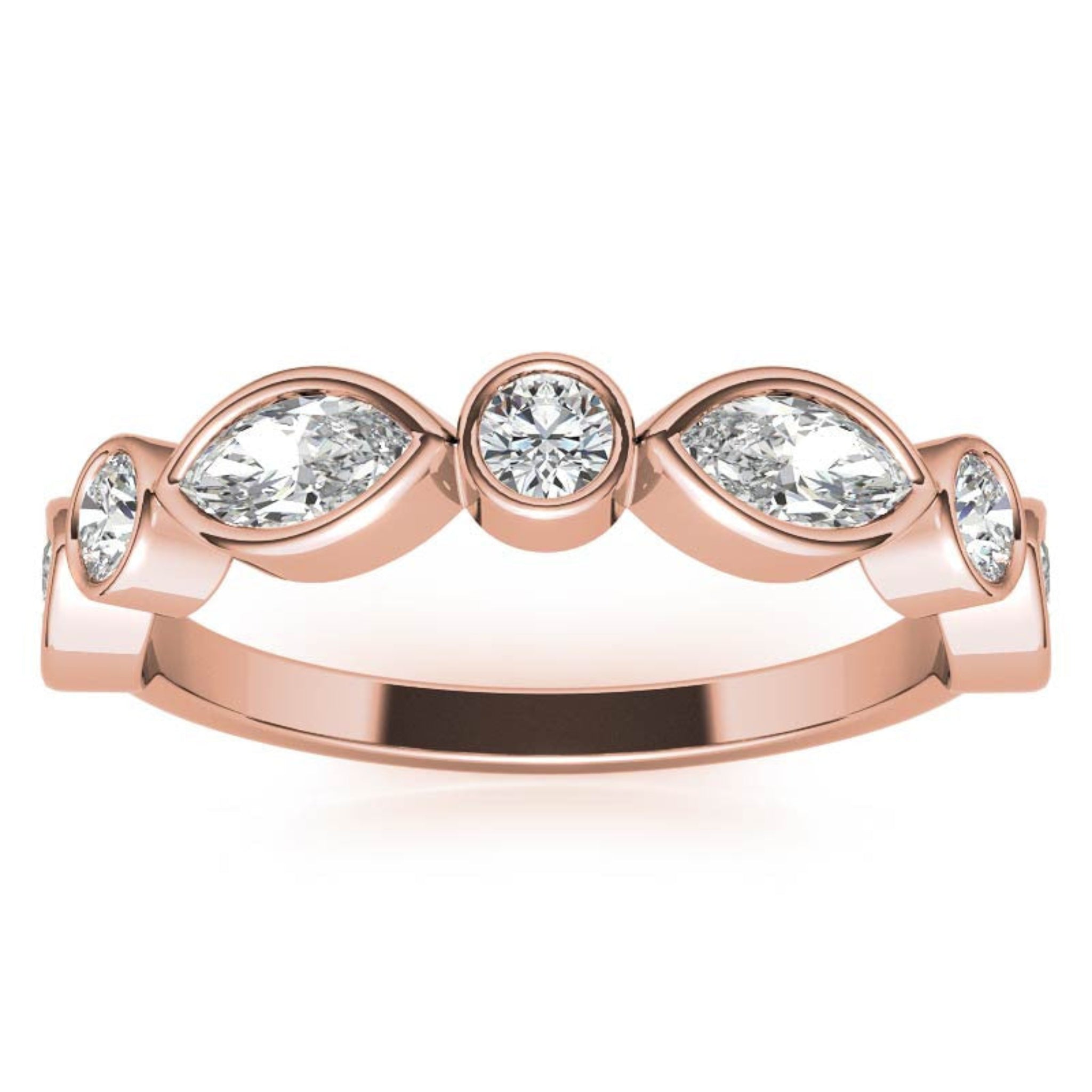 Rose Gold Silver Dual-Shape Milgrain Adjustable Marquise Round Ring For Woman