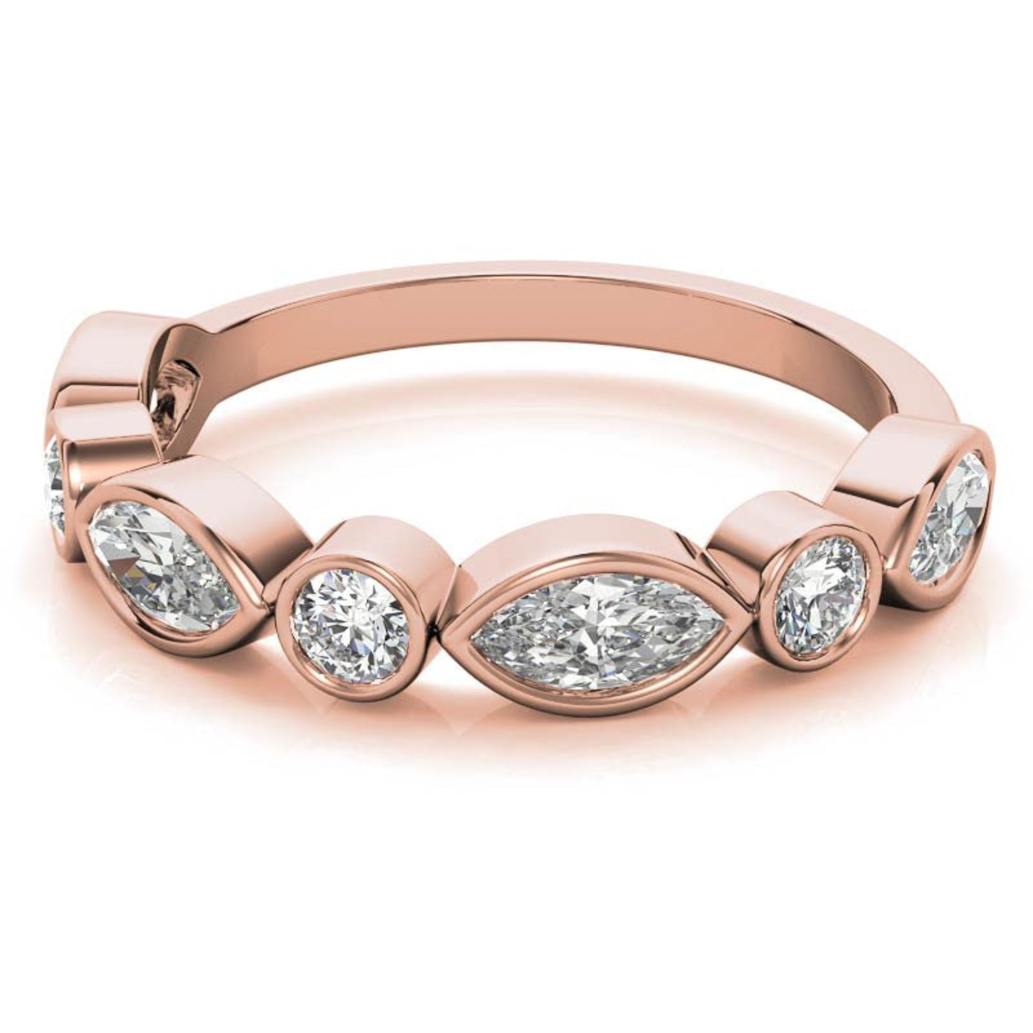 Rose Gold Silver Dual-Shape Milgrain Adjustable Marquise Round Ring For Woman