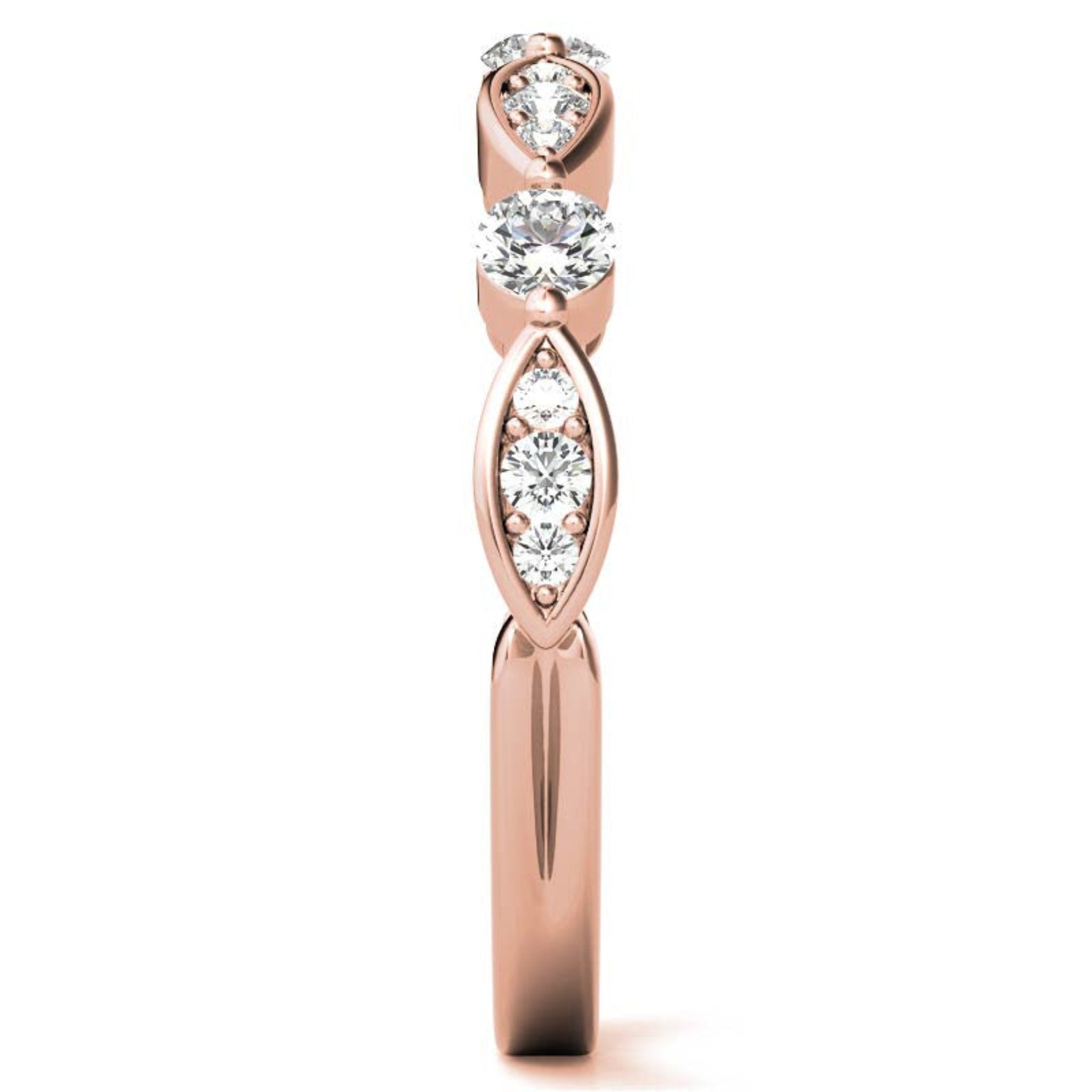 Rose Gold Silver Half Eternity Adjustable Round-Cut Marquise Ring For Woman
