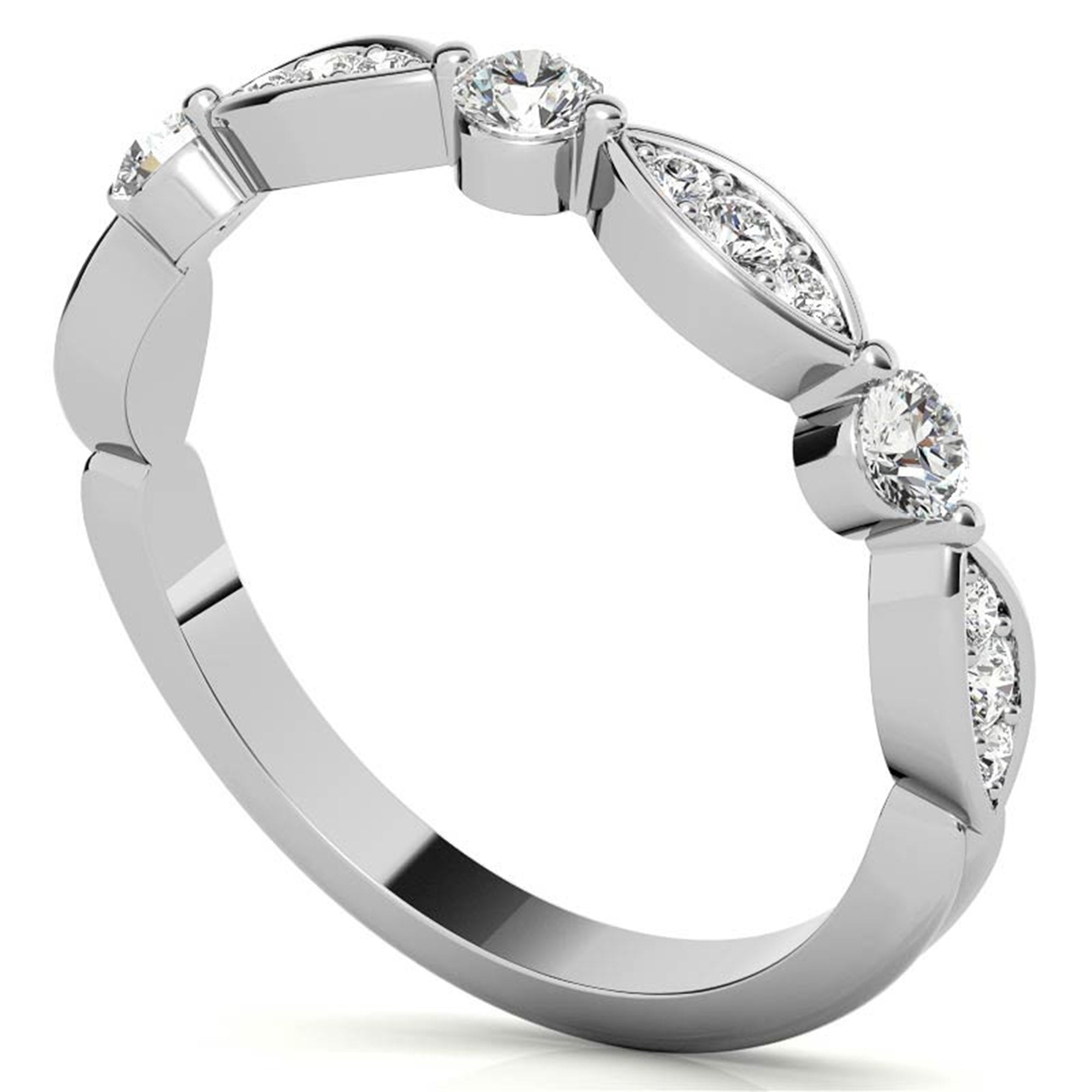 White Gold Silver Glamour Eternity Adjustable Round Marquise Ring For Woman