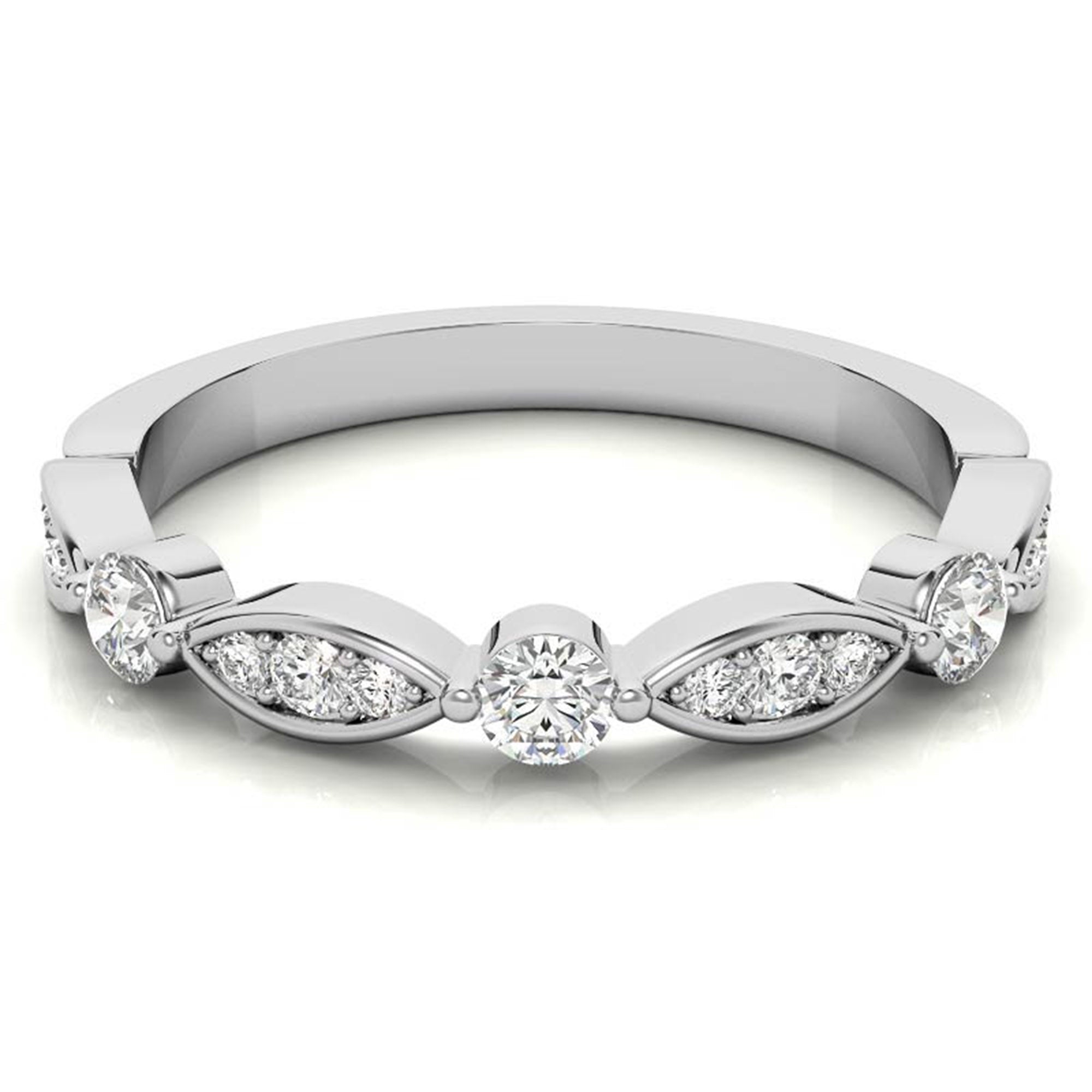 White Gold Silver Glamour Eternity Adjustable Round Marquise Ring For Woman