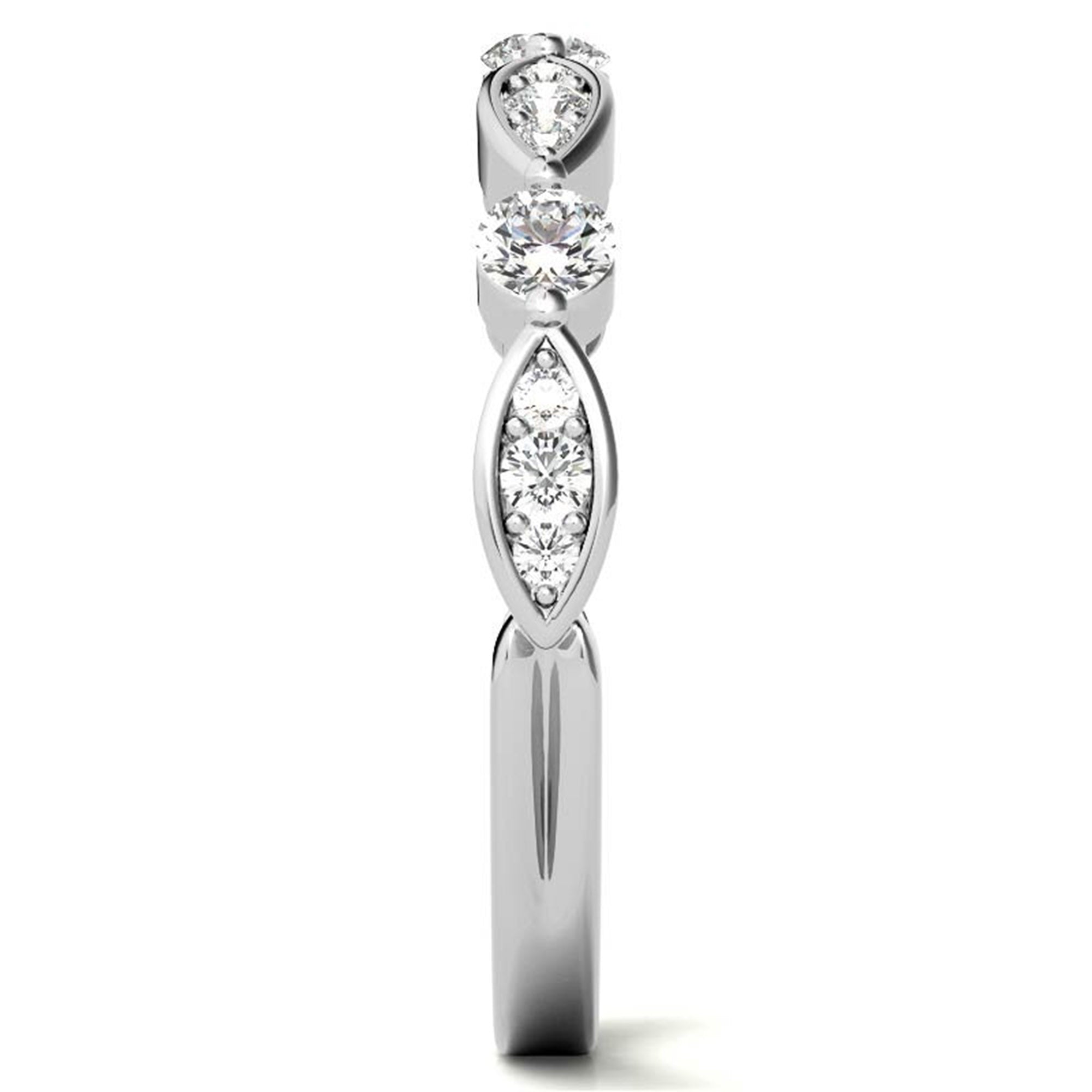 White Gold Silver Glamour Eternity Adjustable Round Marquise Ring For Woman