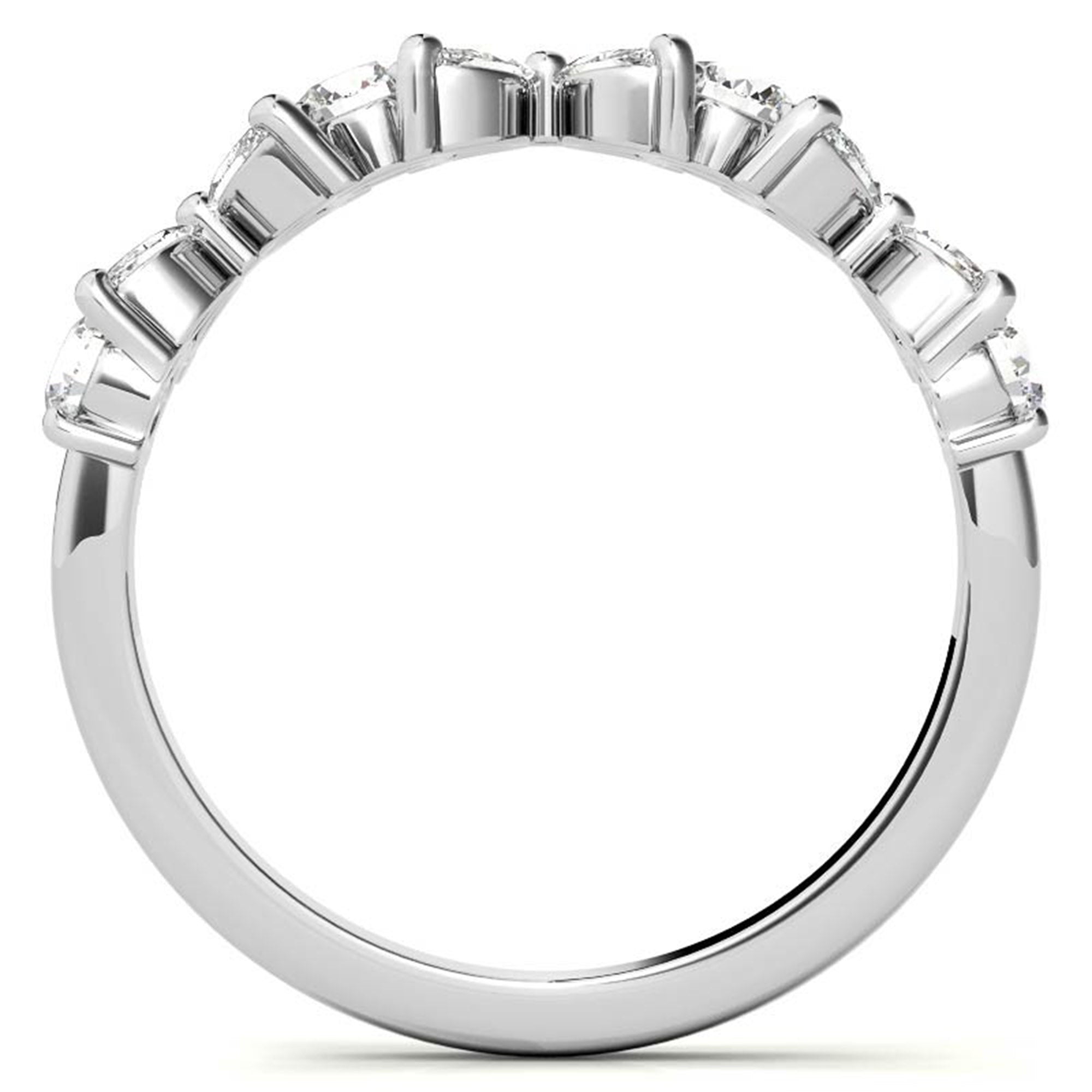 White Gold Silver Floral Eternity Adjustable Marquise-Cut Ring For Woman