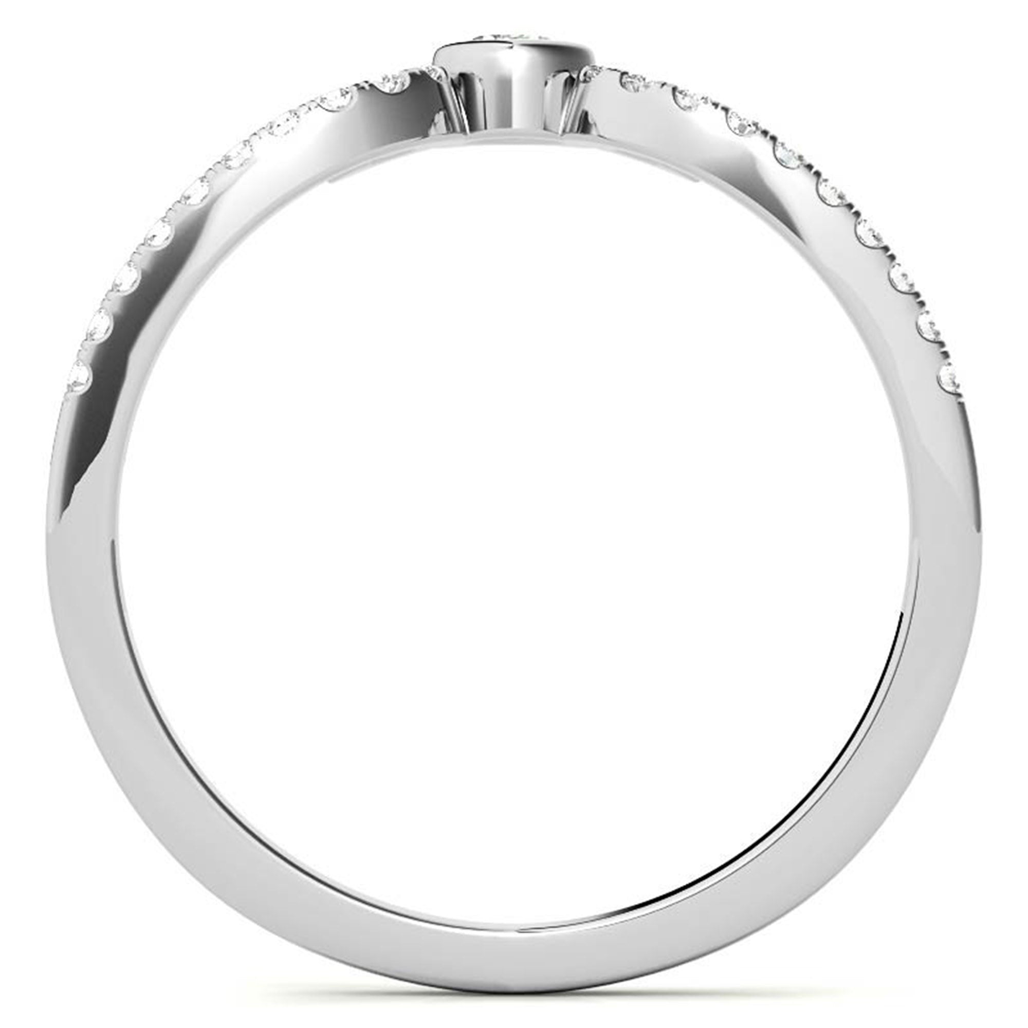 White Gold Silver Pear-Cut Adjustable Curved Chevron Scroll Ring For Woman