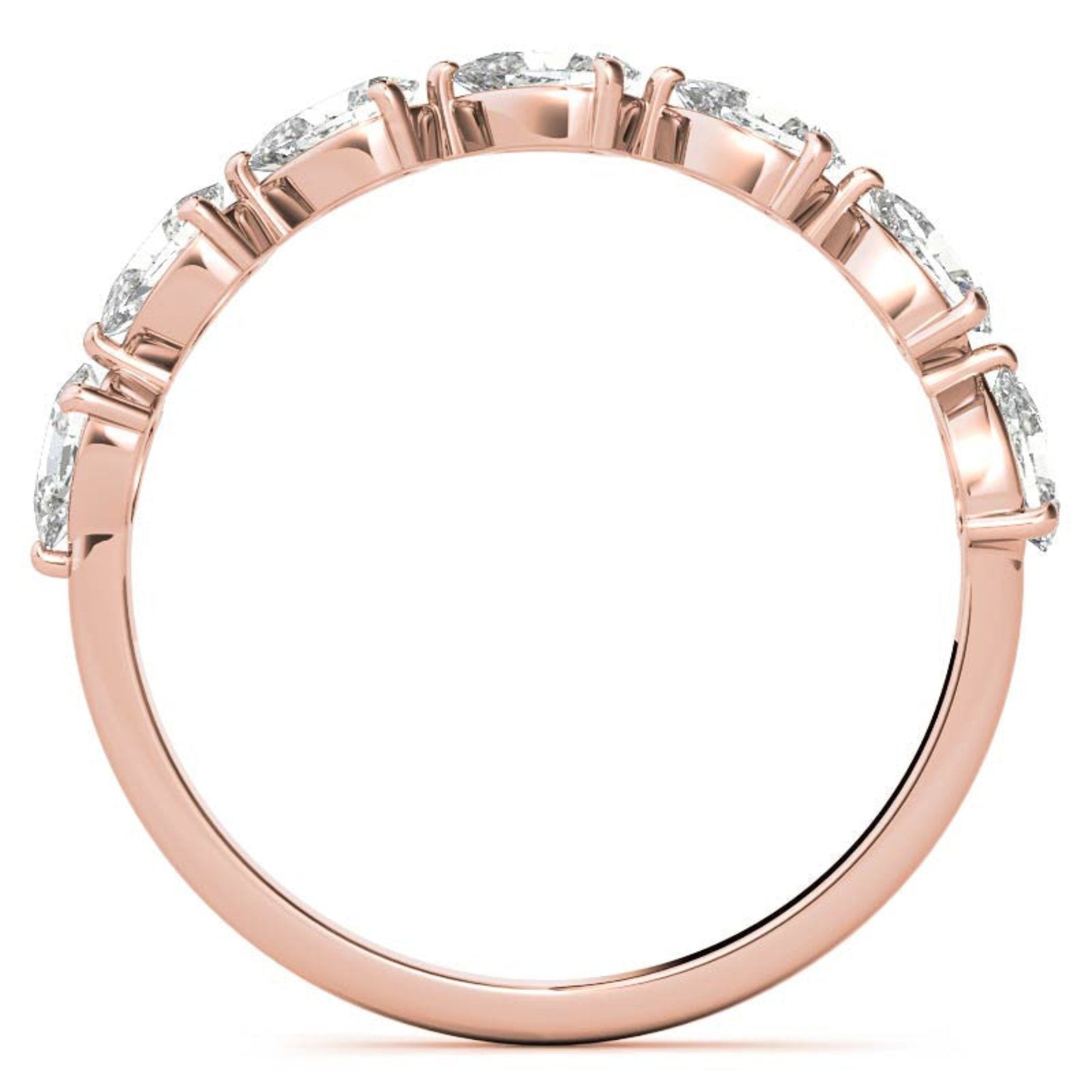 Rose Gold Silver Half Eternity Adjustable Pear-Cut Teardrop Ring For Woman