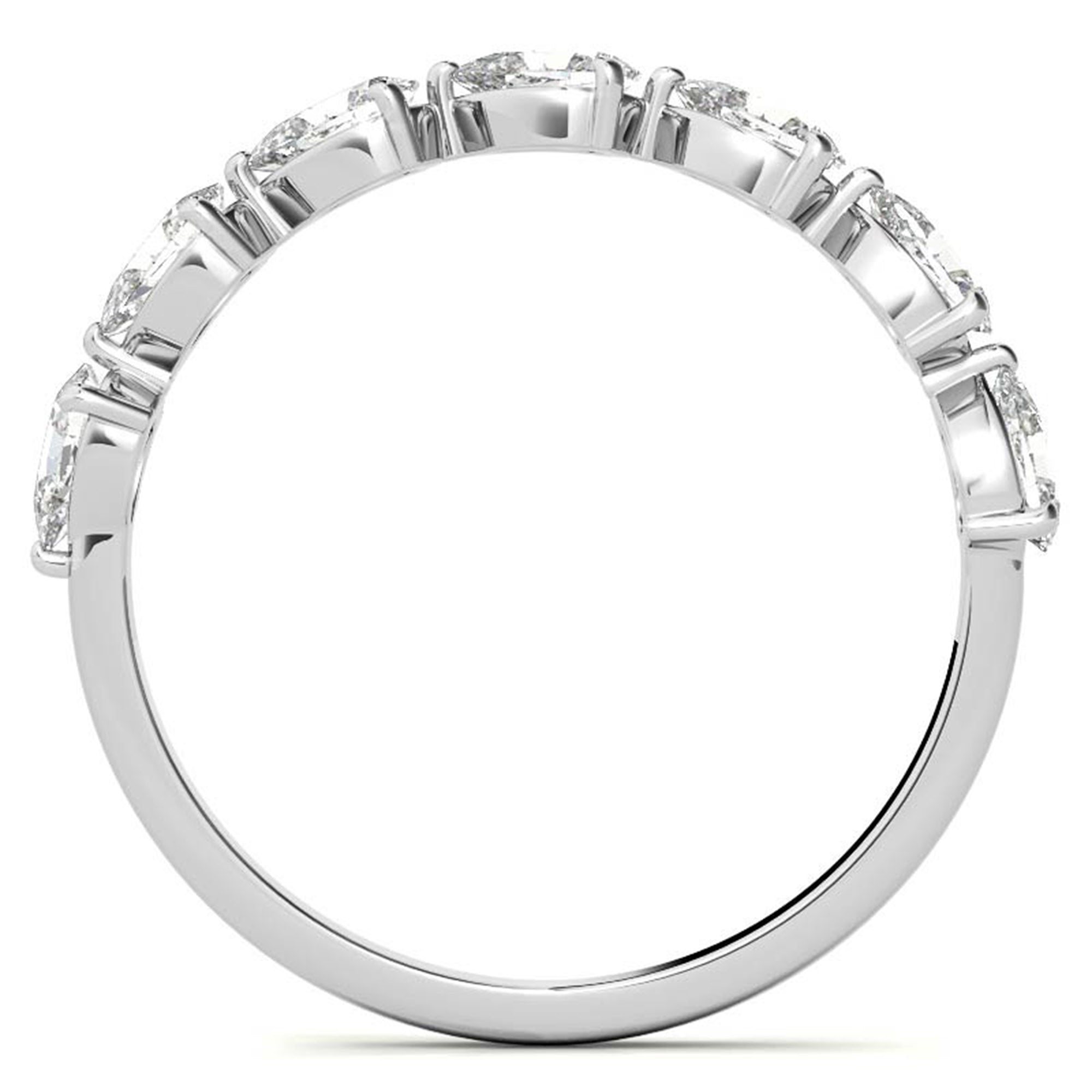White Gold Silver Half Eternity Adjustable Pear-Cut Teardrop Ring For Woman