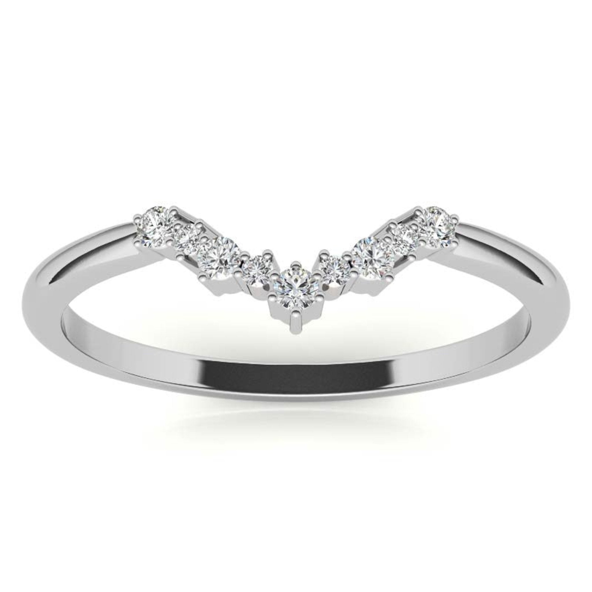 White Gold Silver Art Deco V-Shape Adjustable Tapered Ring For Woman