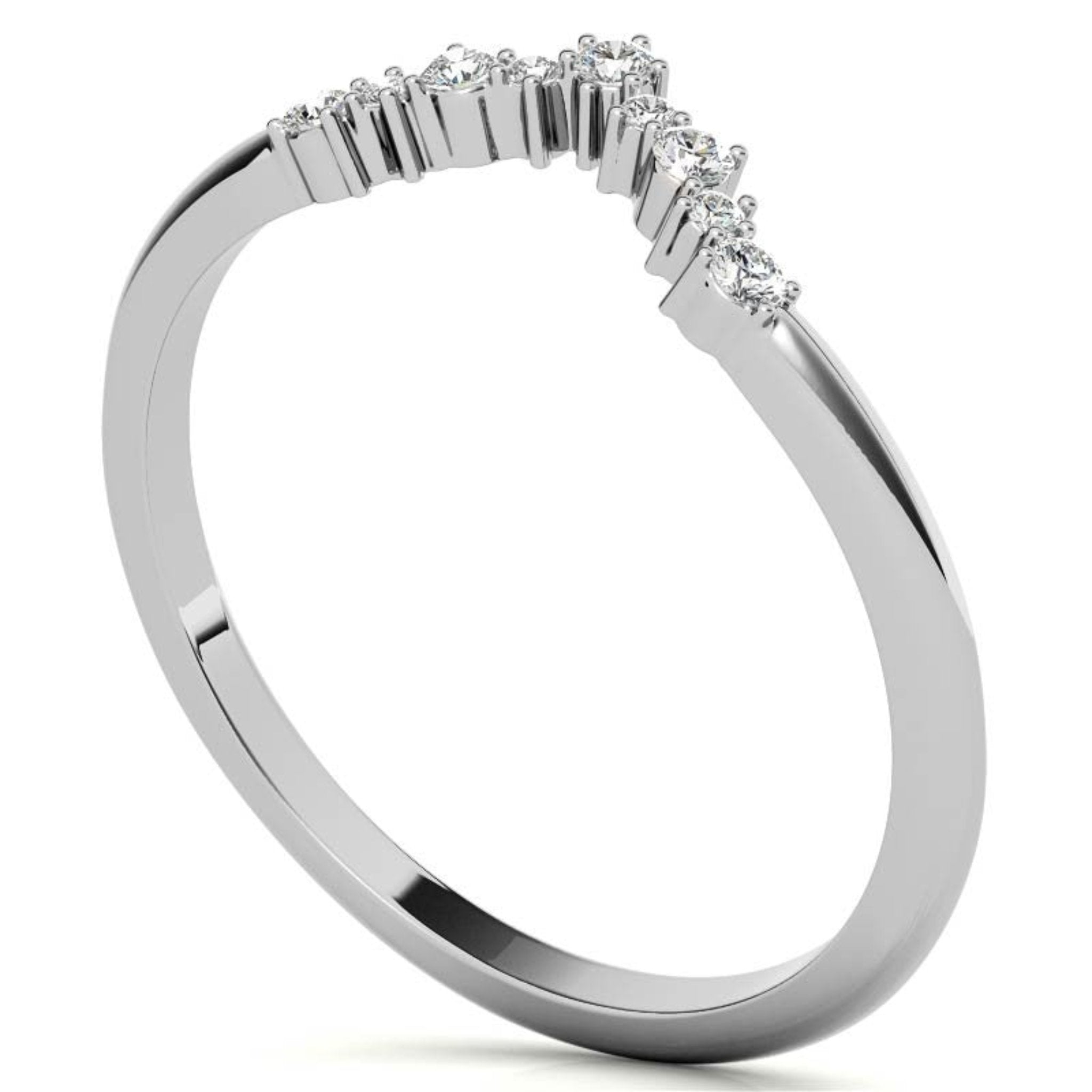 White Gold Silver Art Deco V-Shape Adjustable Tapered Ring For Woman