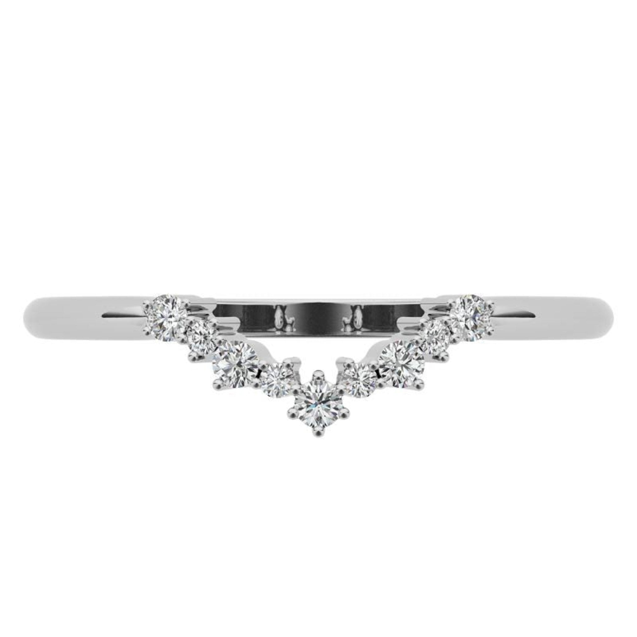 White Gold Silver Art Deco V-Shape Adjustable Tapered Ring For Woman