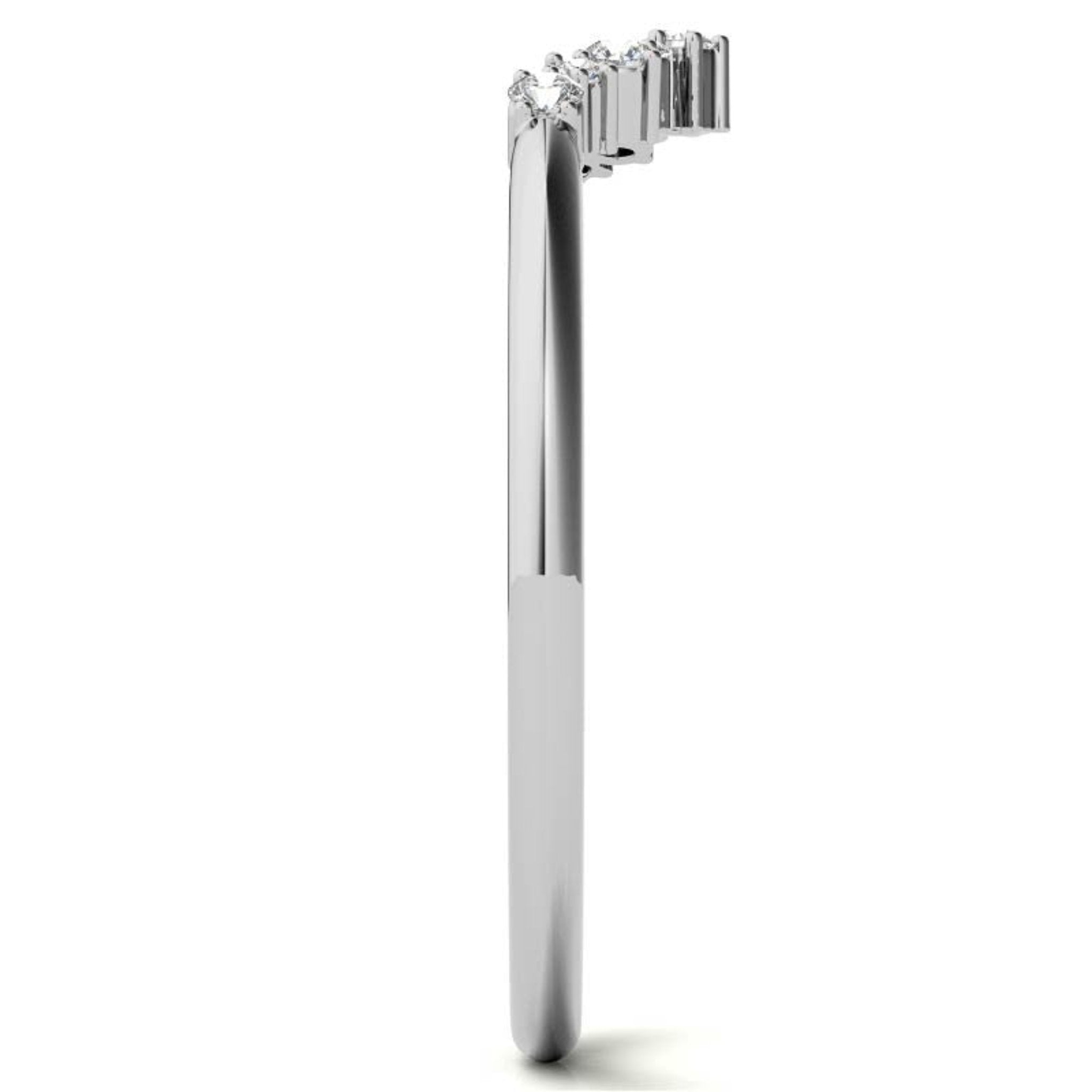 White Gold Silver Art Deco V-Shape Adjustable Tapered Ring For Woman