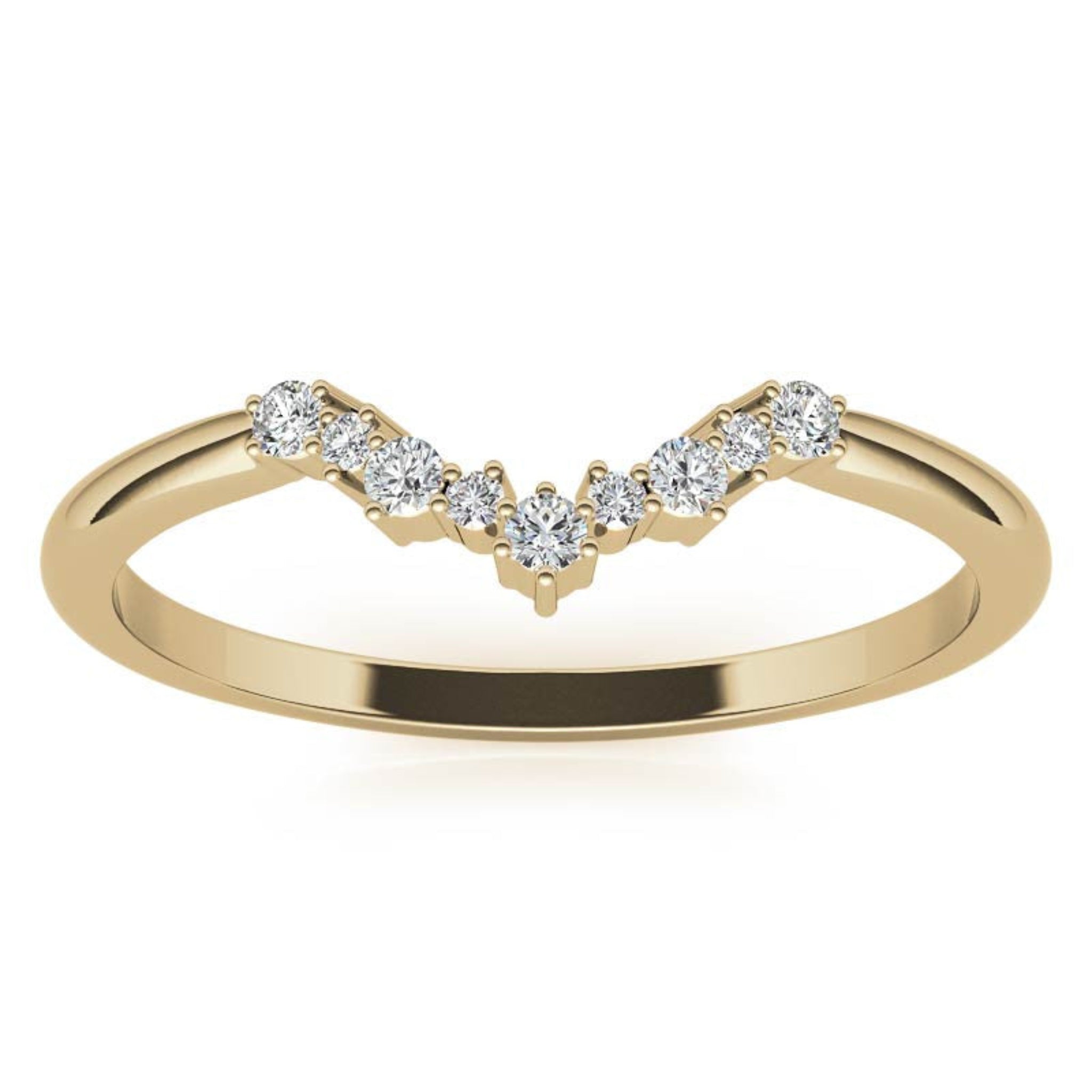 Yellow Gold Silver Art Deco V-Shape Adjustable Tapered Zig Zag Ring For Woman