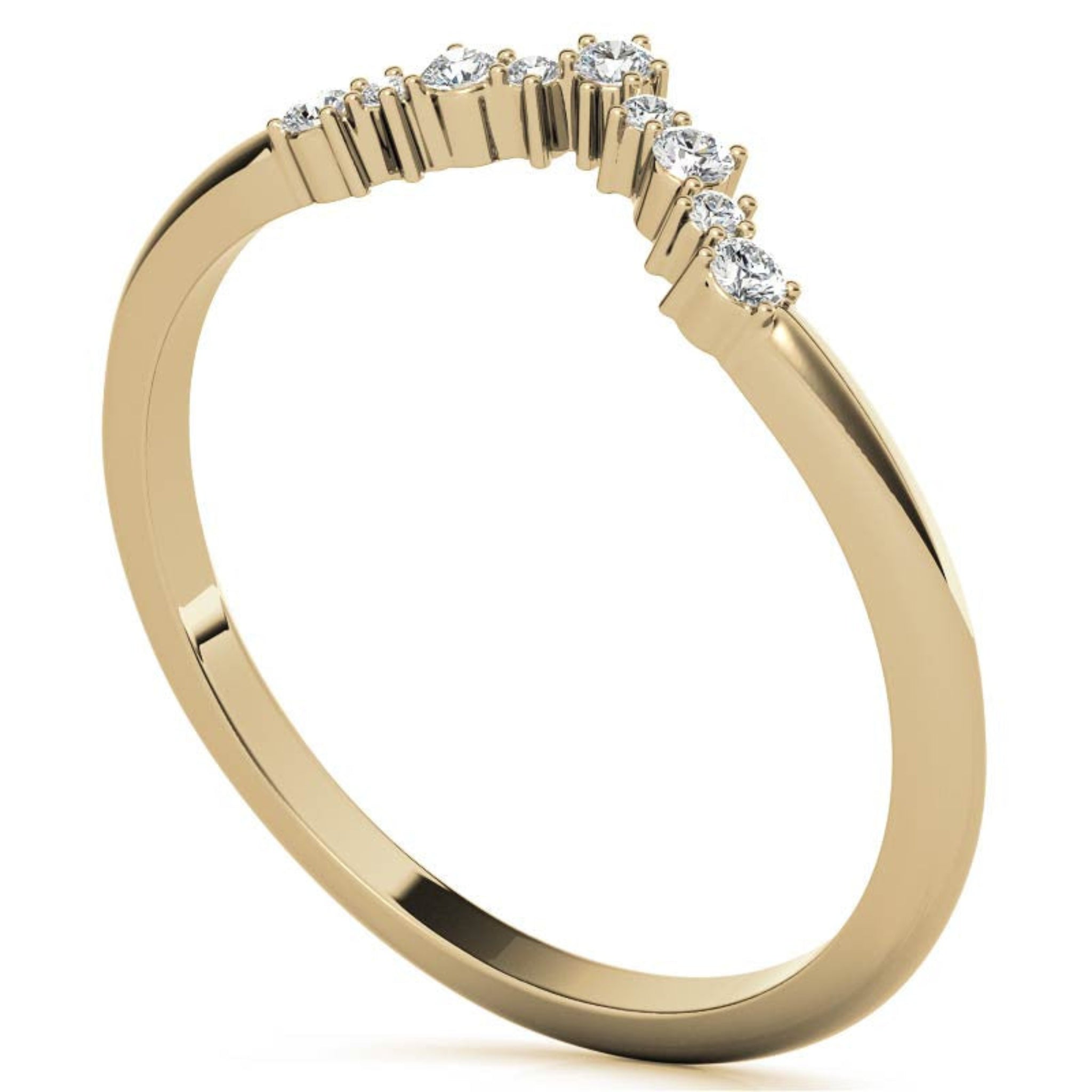 Yellow Gold Silver Art Deco V-Shape Adjustable Tapered Zig Zag Ring For Woman