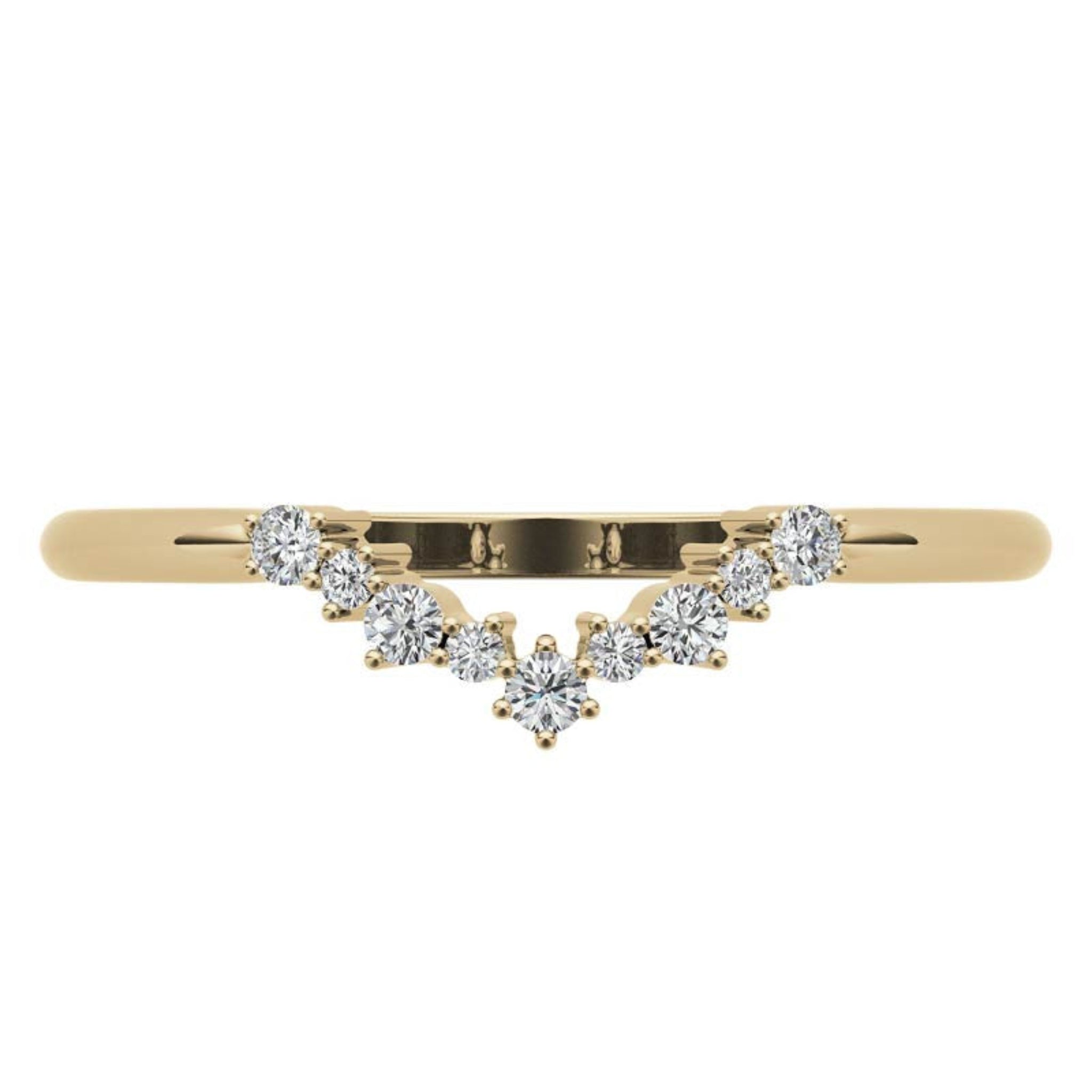 Yellow Gold Silver Art Deco V-Shape Adjustable Tapered Zig Zag Ring For Woman