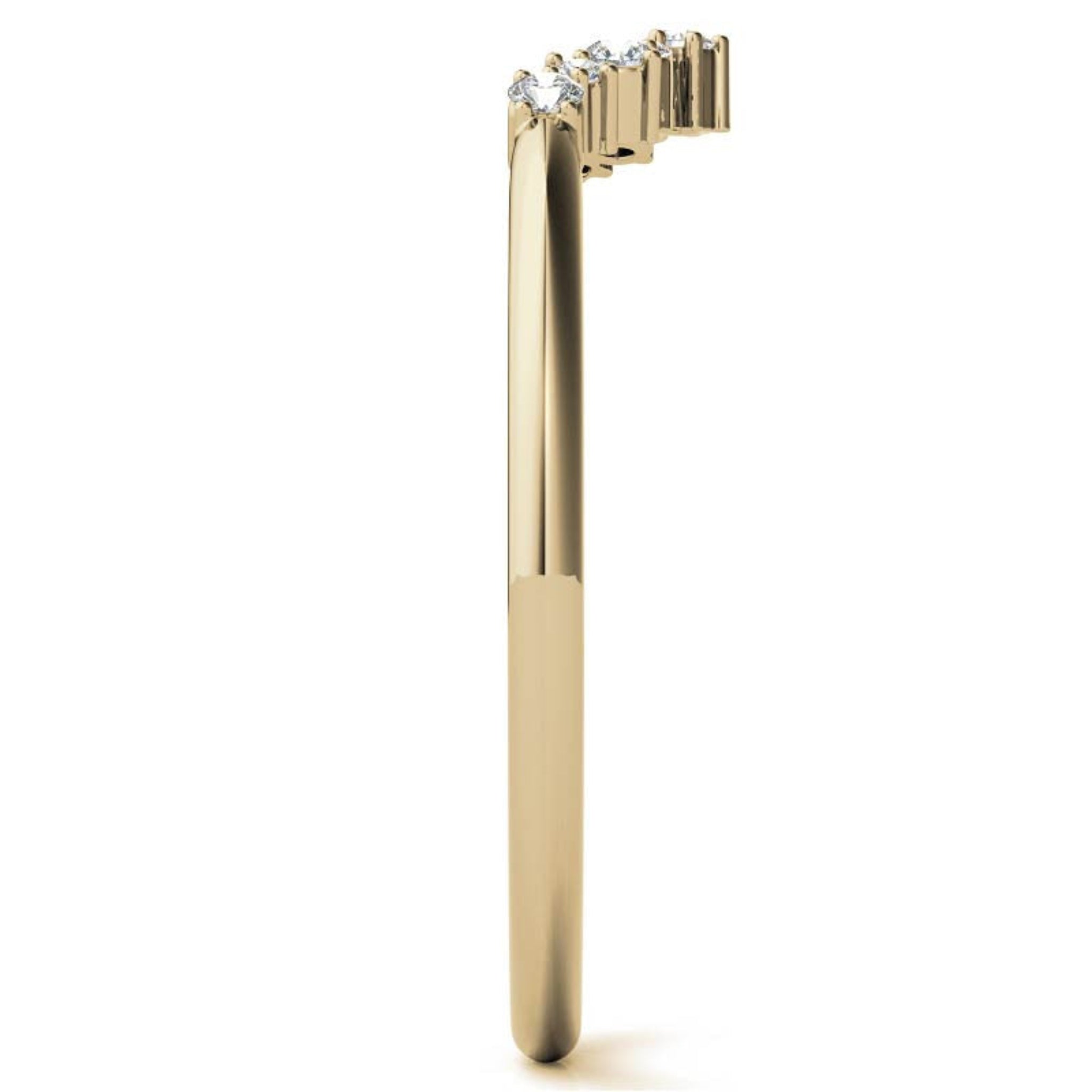 Yellow Gold Silver Art Deco V-Shape Adjustable Tapered Zig Zag Ring For Woman