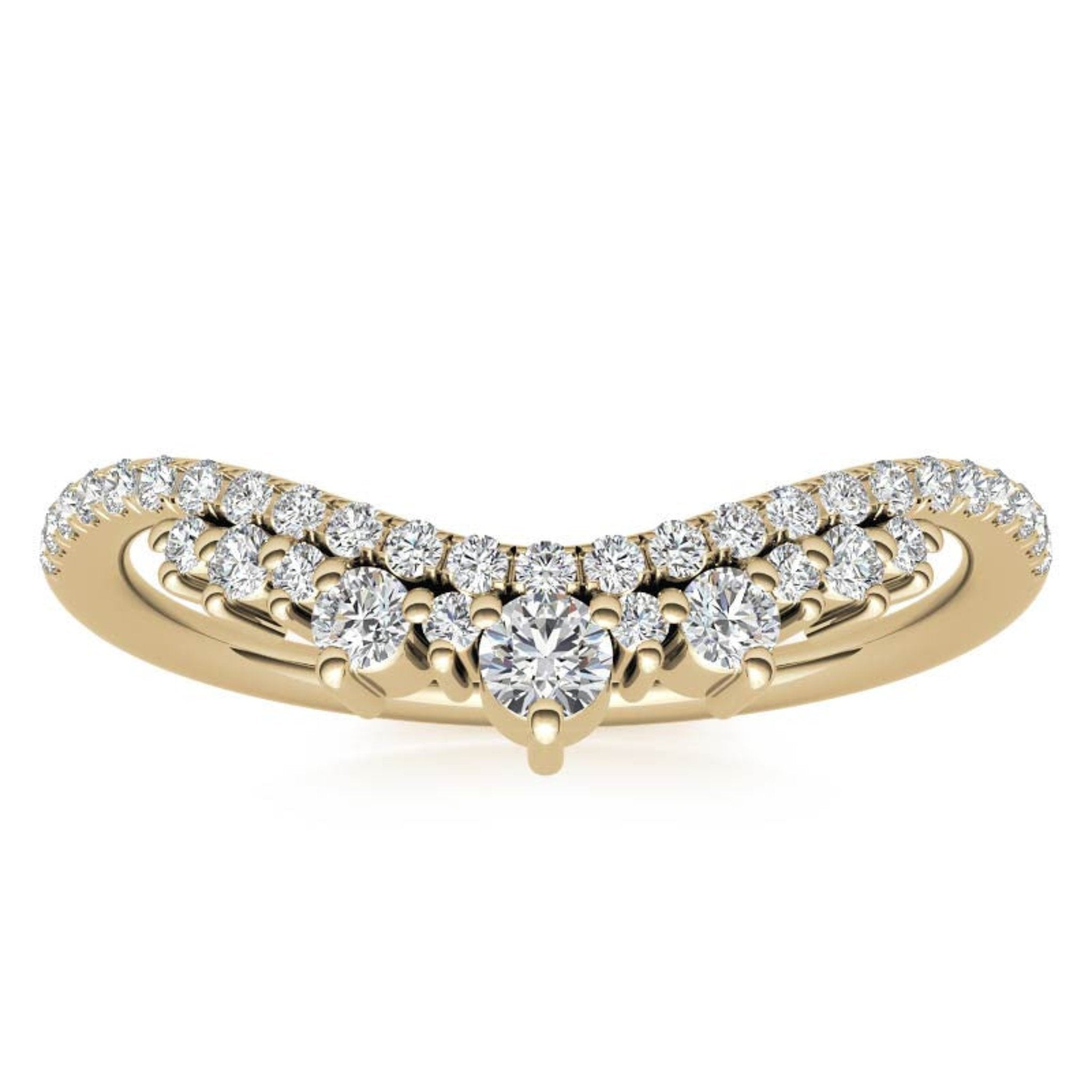 Yellow Gold Silver Modern Double Layered Adjustable Chevron Ring For Woman