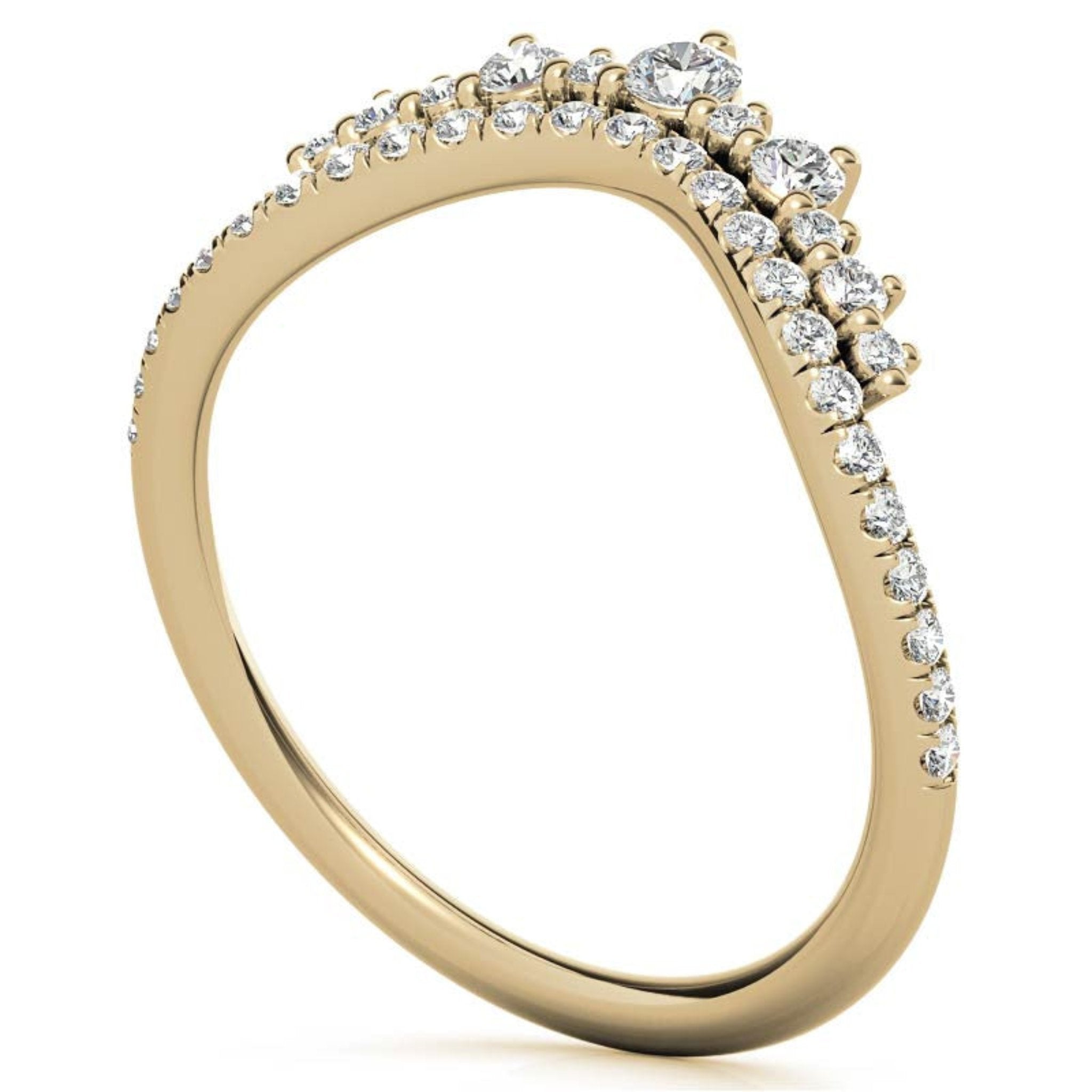 Yellow Gold Silver Modern Double Layered Adjustable Chevron Ring For Woman