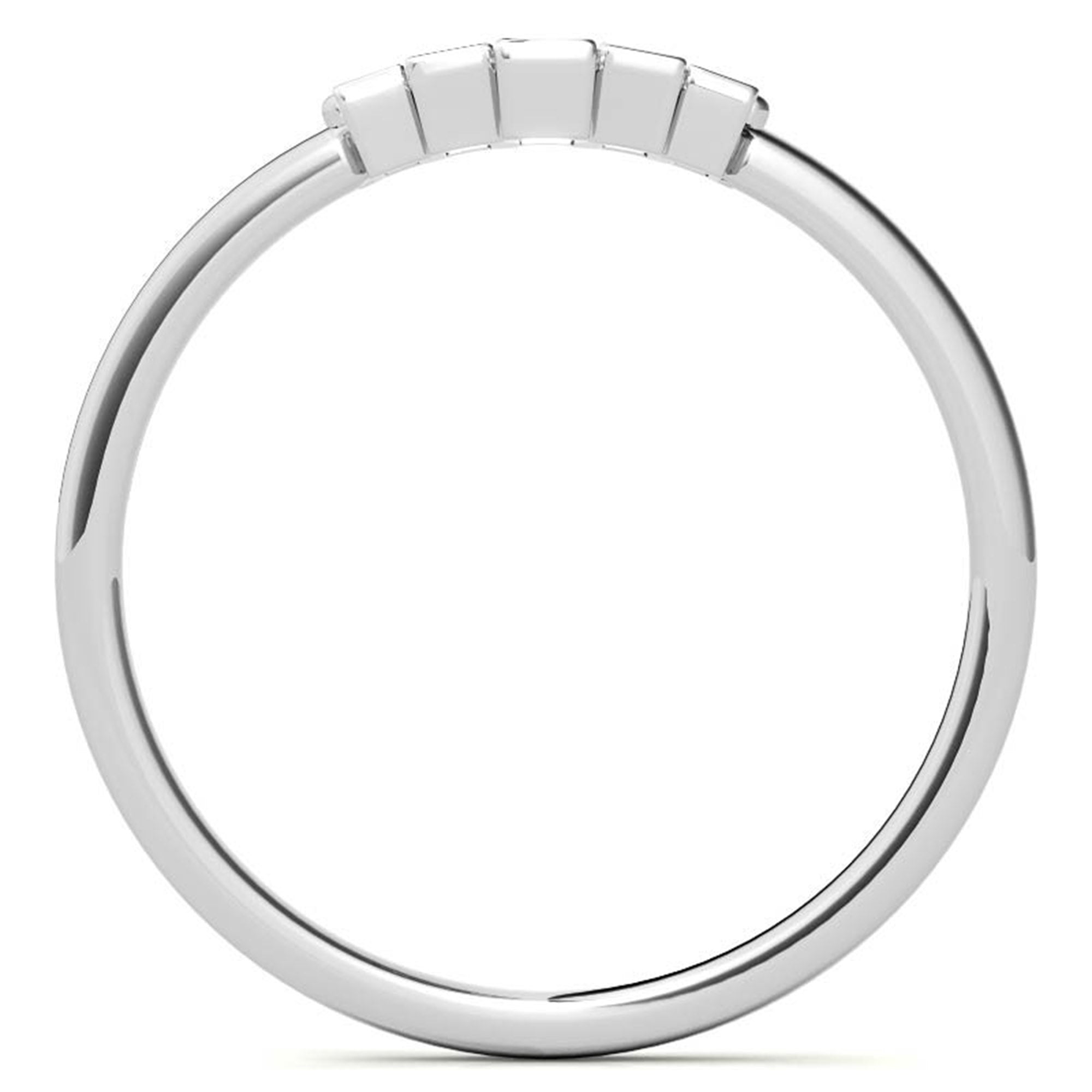 Adjustable Sterling Silver Unique White Gold Geometric Baguette-Cut Diamond Ring For Women