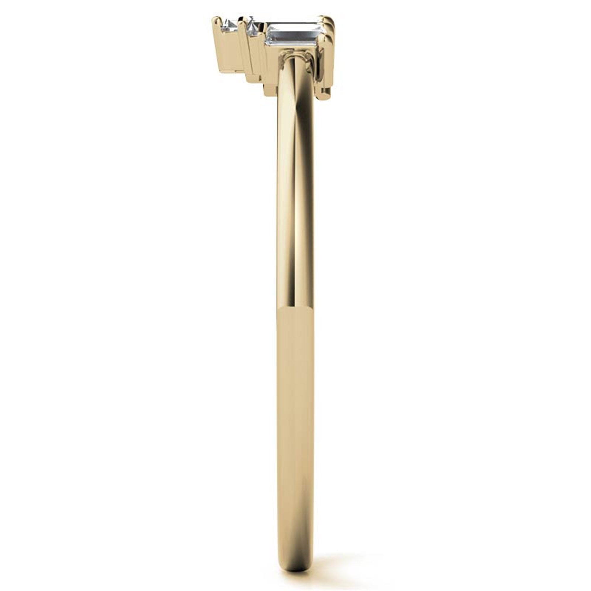 Adjustable Sterling Silver Unique Yellow Gold Geometric Baguette-Cut Diamond Ring For Women