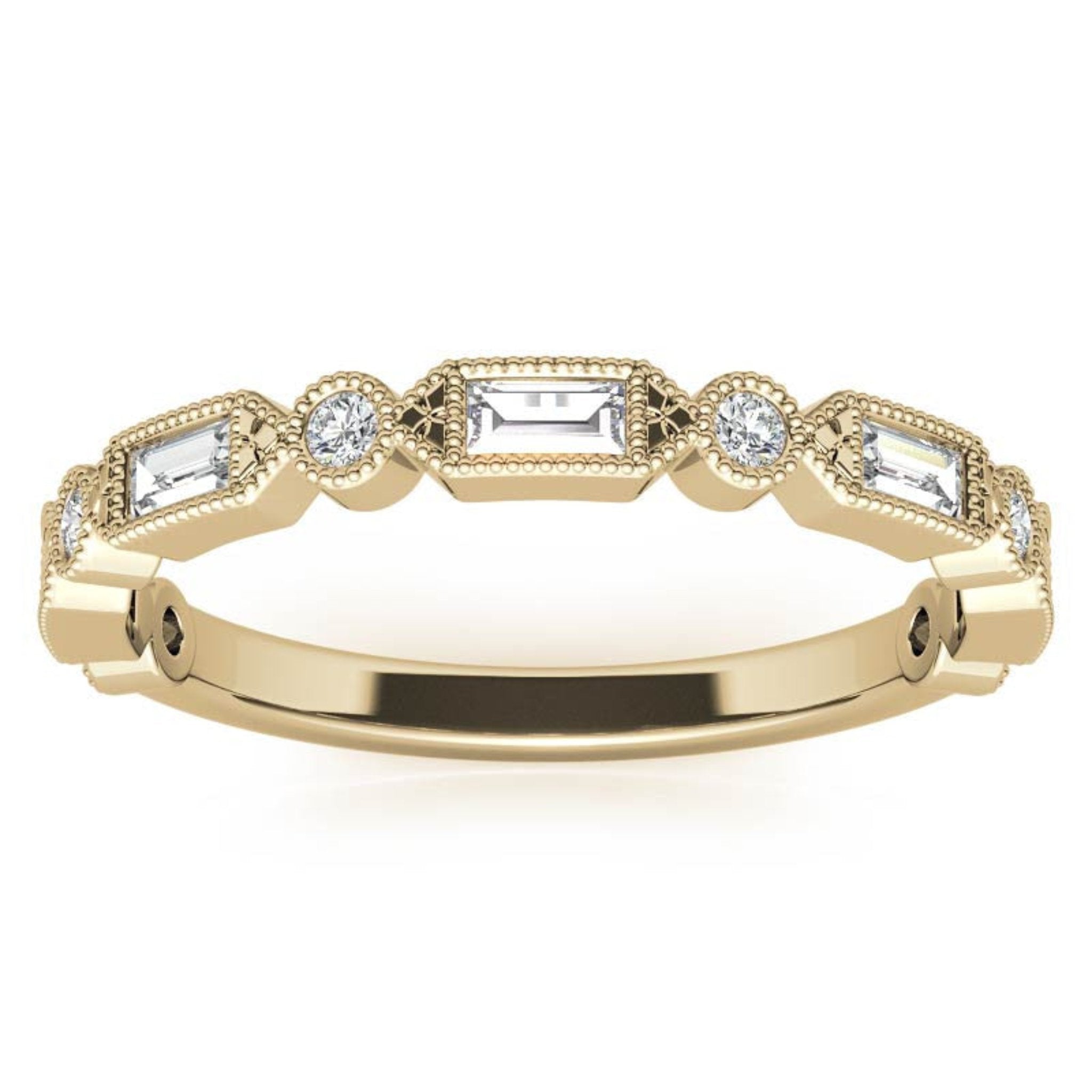 Yellow Gold Silver Vintage-Inspired Adjustable Milgrain Art Deco Ring For Woman