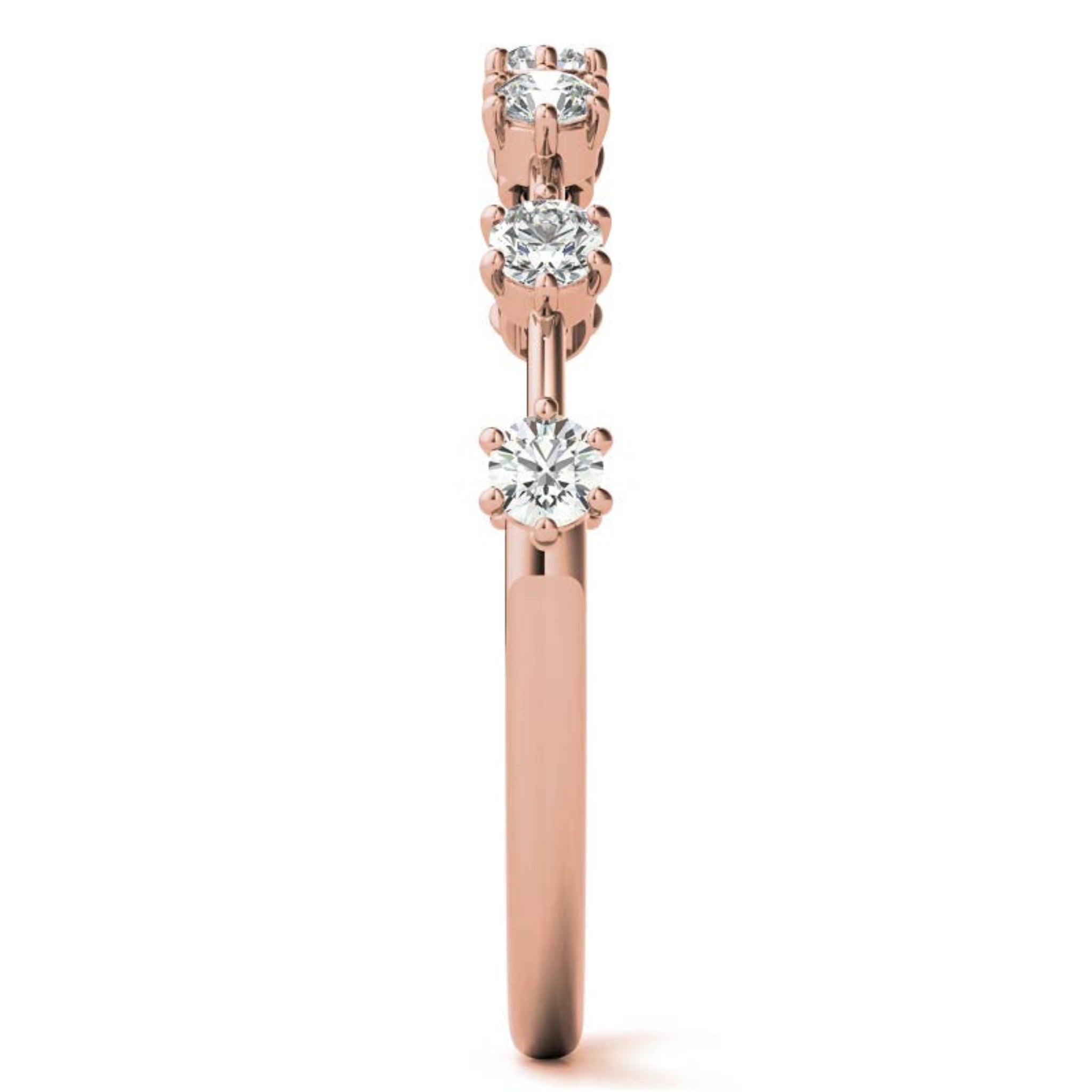 Adjustable Sterling Silver Elegant Rose Gold Distance Round Diamond Ring For Women
