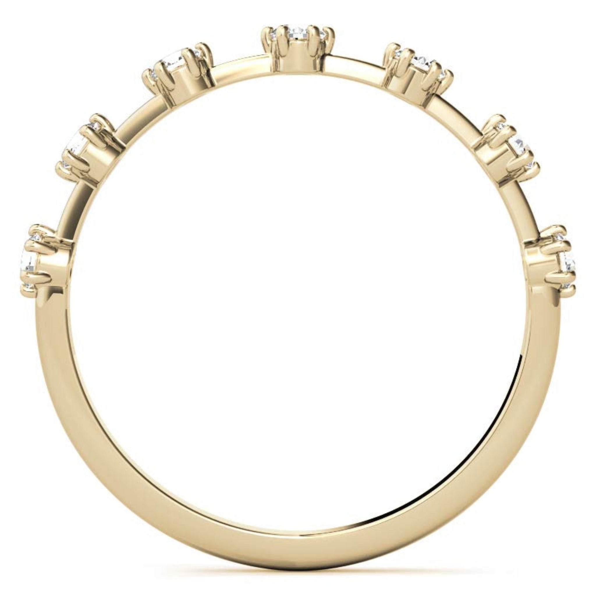 Adjustable Sterling Silver Elegant Yellow Gold Distance Round Diamond Ring For Women