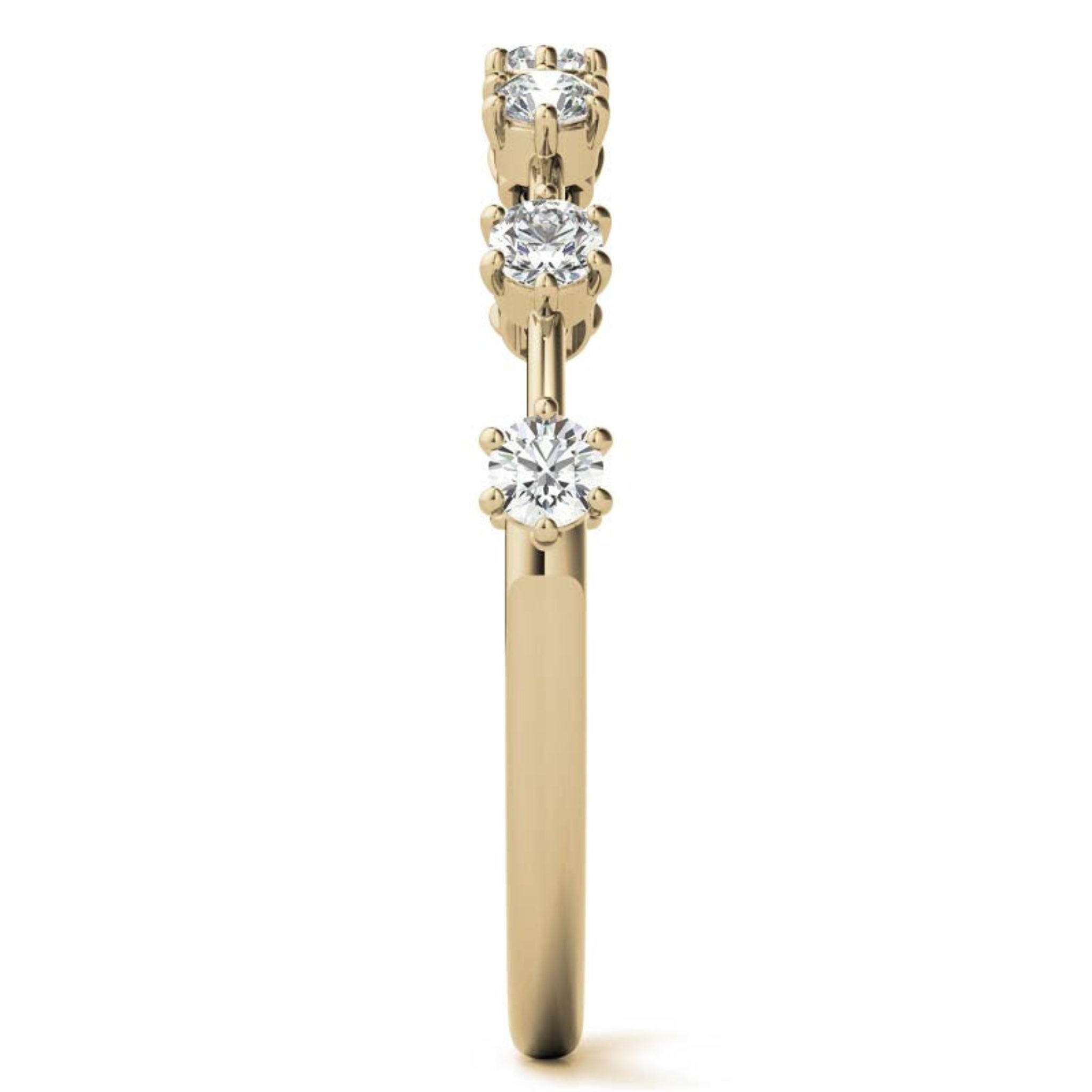 Adjustable Sterling Silver Elegant Yellow Gold Distance Round Diamond Ring For Women
