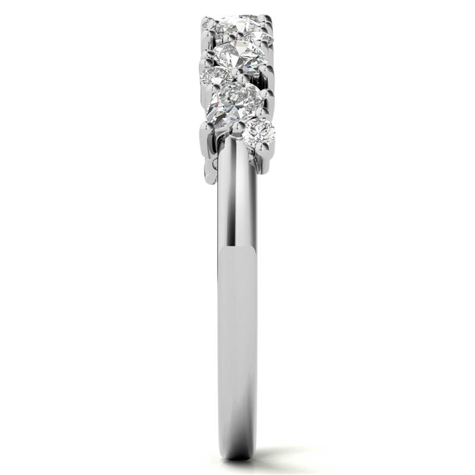 Sterling Silver Classic Adjustable Pear And Round Cut White Gold Eternity Ring For Women