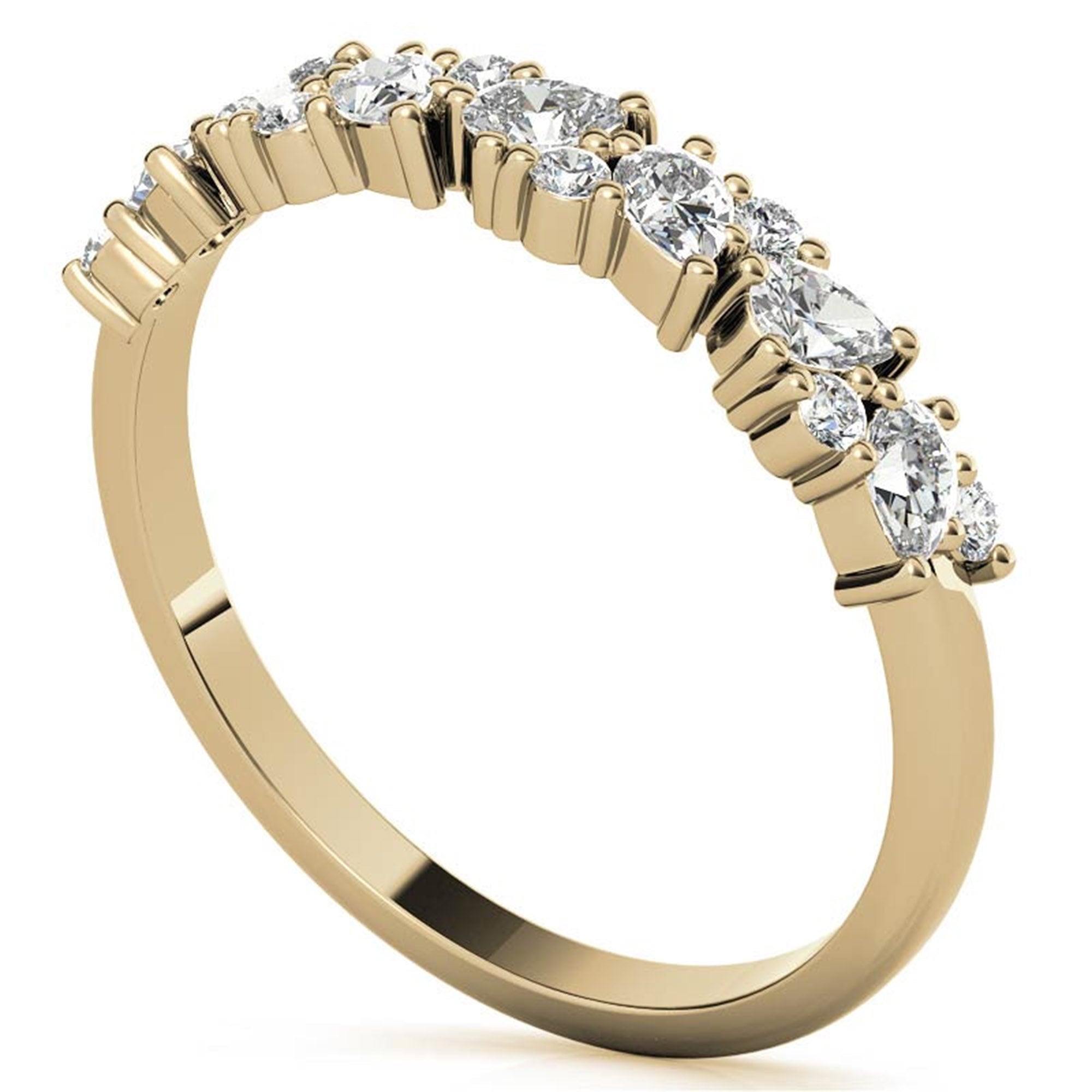 Sterling Silver Classic Adjustable Pear And Round Cut Yellow Gold Eternity Ring For Women