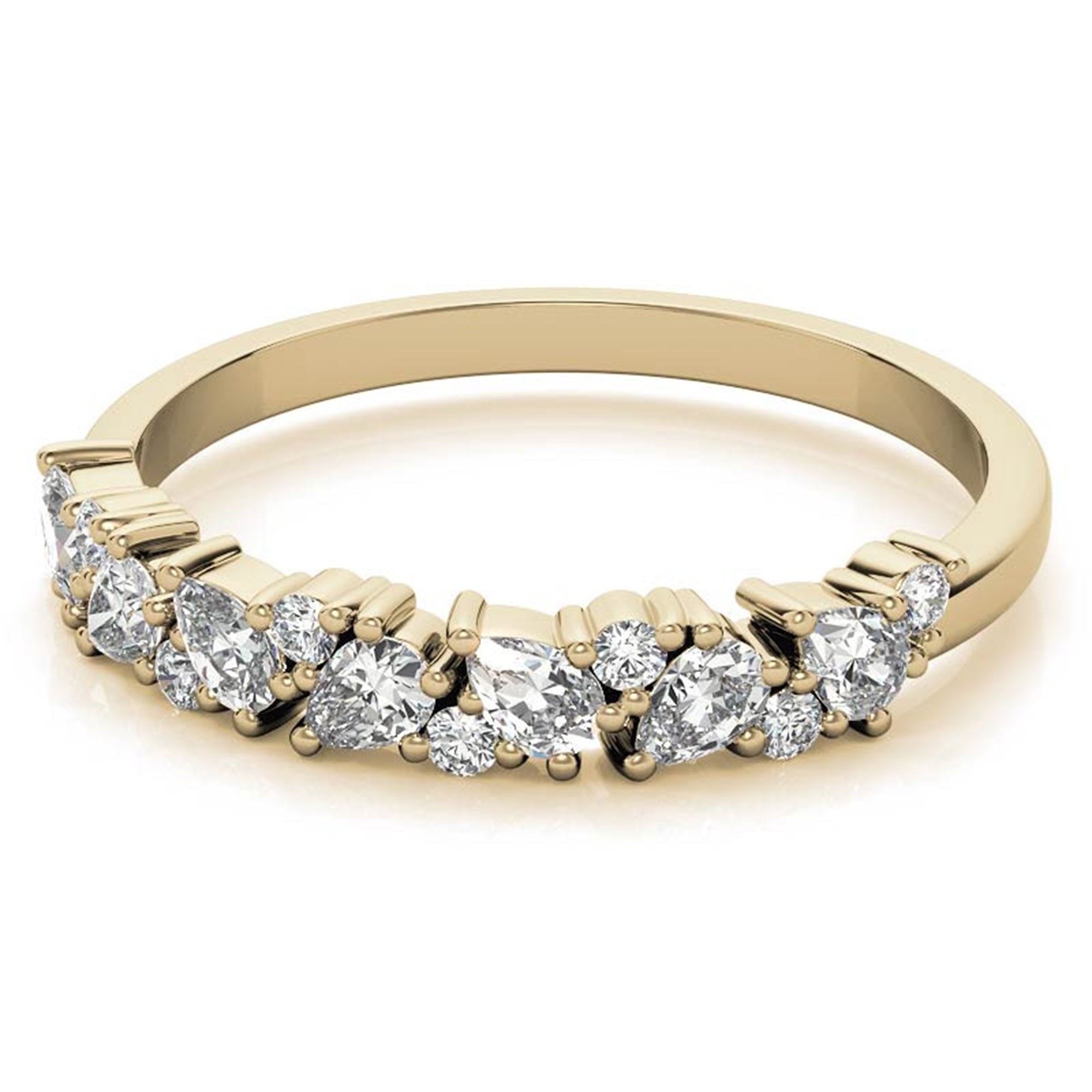 Sterling Silver Classic Adjustable Pear And Round Cut Yellow Gold Eternity Ring For Women