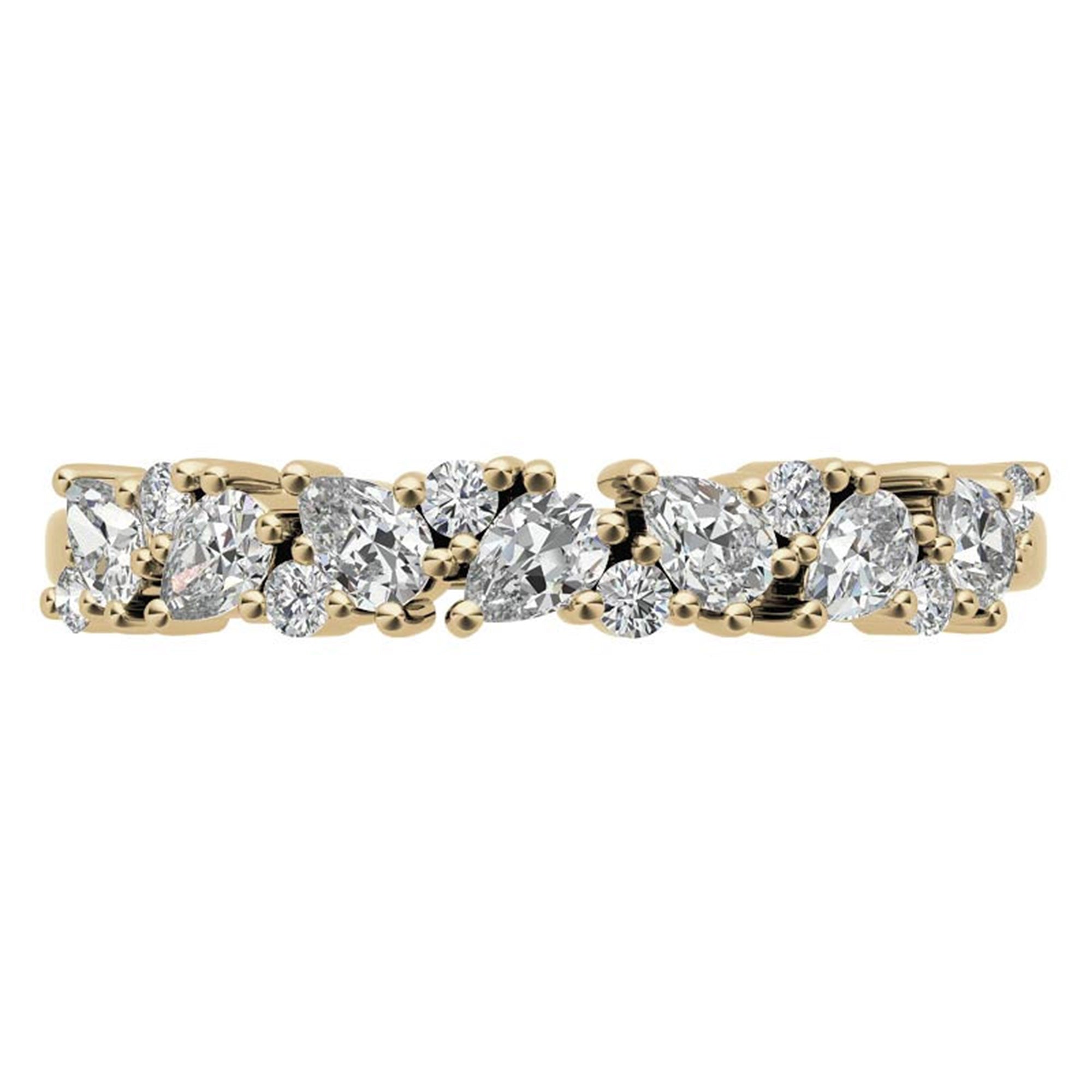 Sterling Silver Classic Adjustable Pear And Round Cut Yellow Gold Eternity Ring For Women