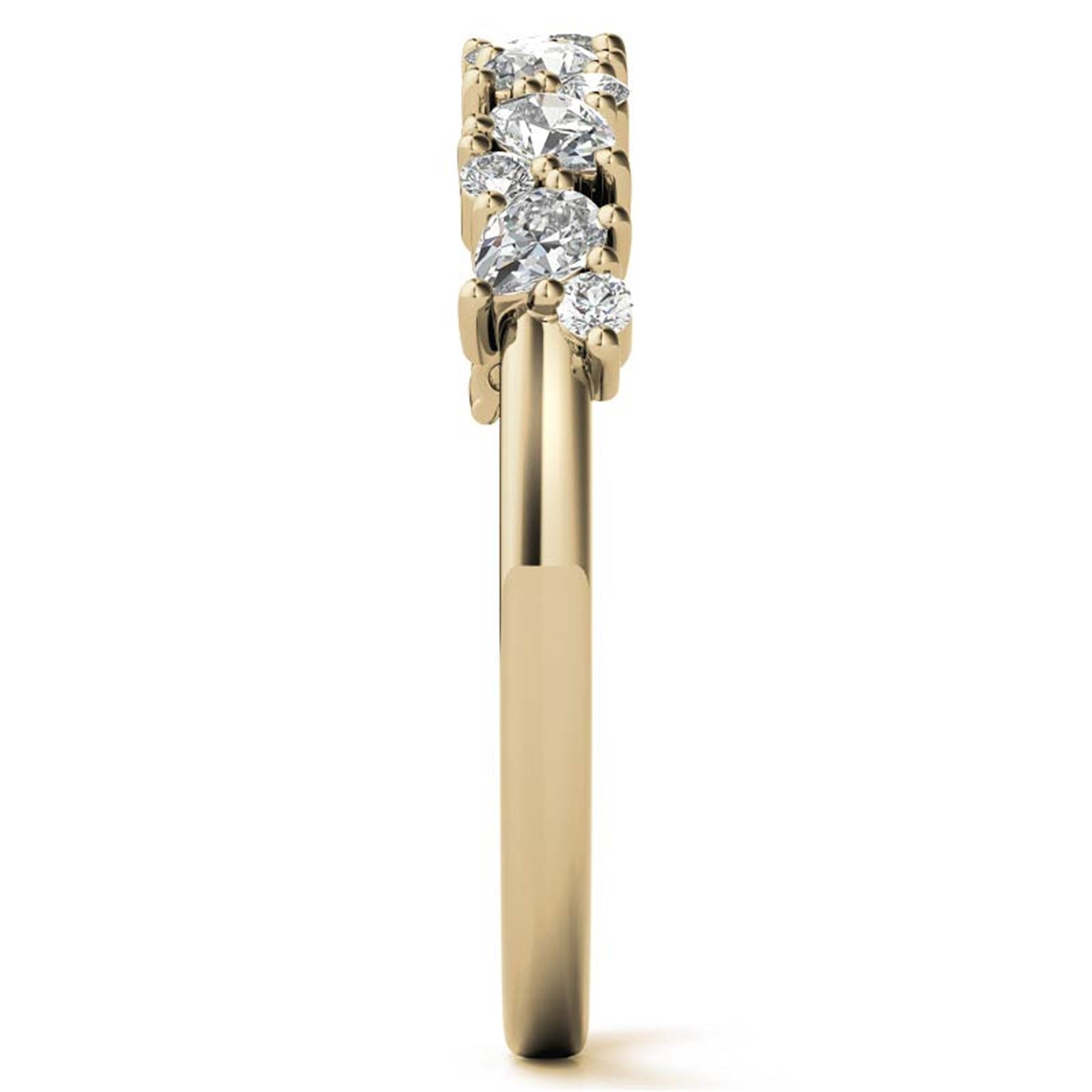 Sterling Silver Classic Adjustable Pear And Round Cut Yellow Gold Eternity Ring For Women