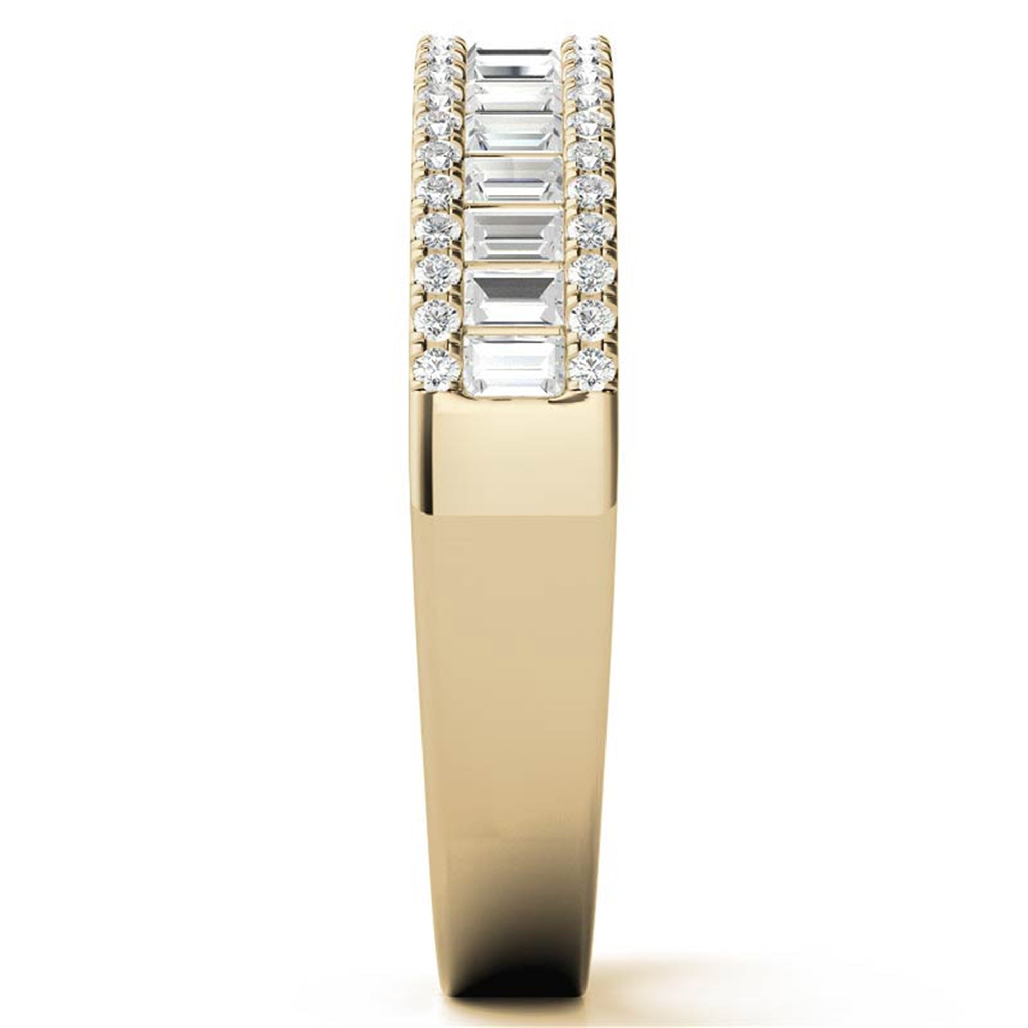 Adjustable Sterling Silver Elegant Yellow Gold Baguette and Round Diamond Band For Women