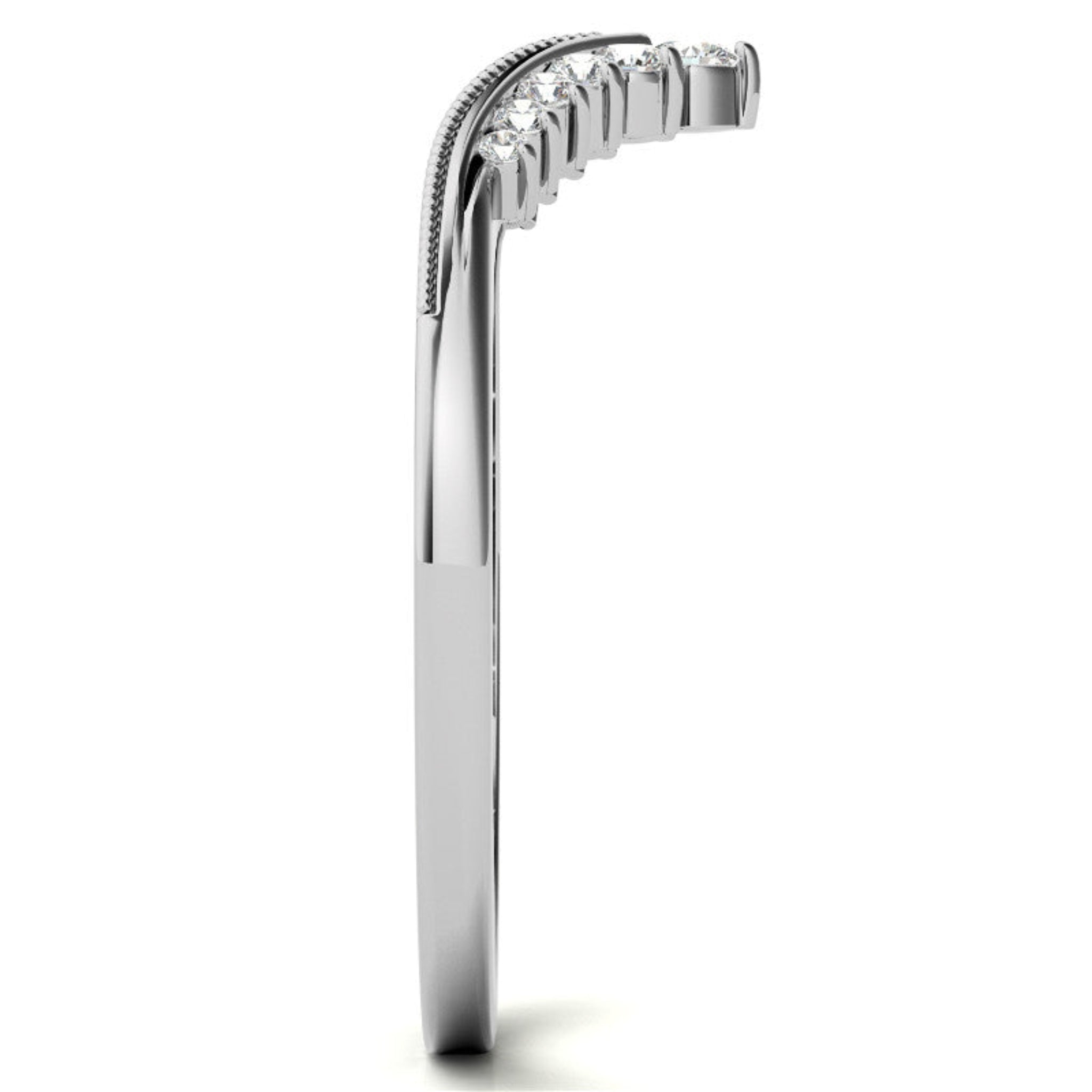 Adjustable Elegant Sterling Silver White Gold V-Shaped Chevron Diamond Ring For Women