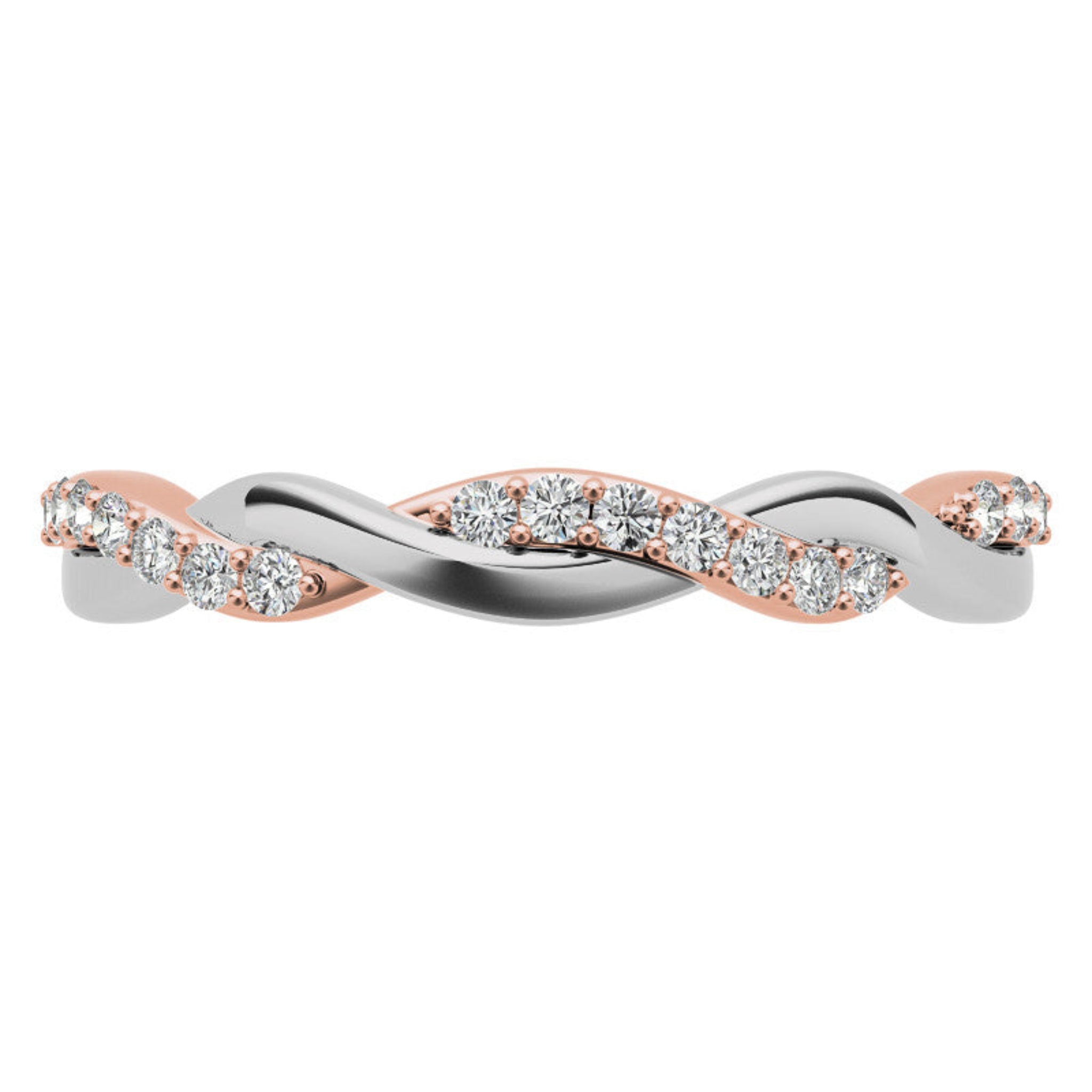 White Gold Silver Twist Semi-Eternity Rope Adjustable Crossroad Ring For Woman