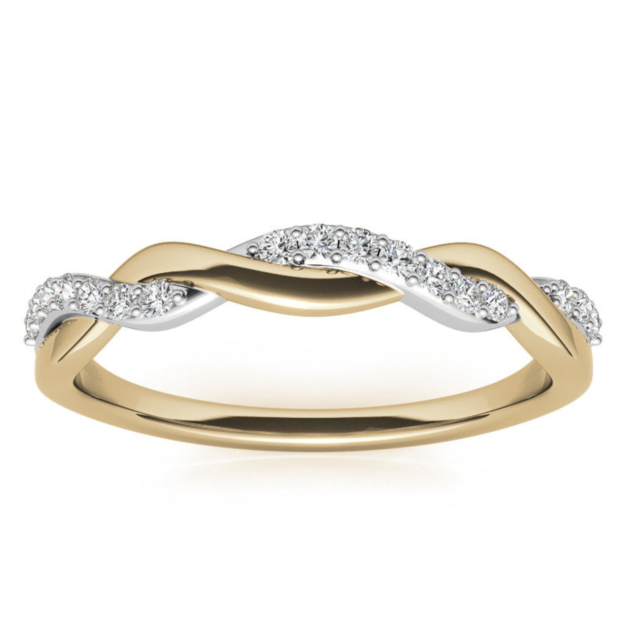 Yellow Gold Silver Twisted Semi-Eternity Rope Adjustable Crossroad Ring For Woman