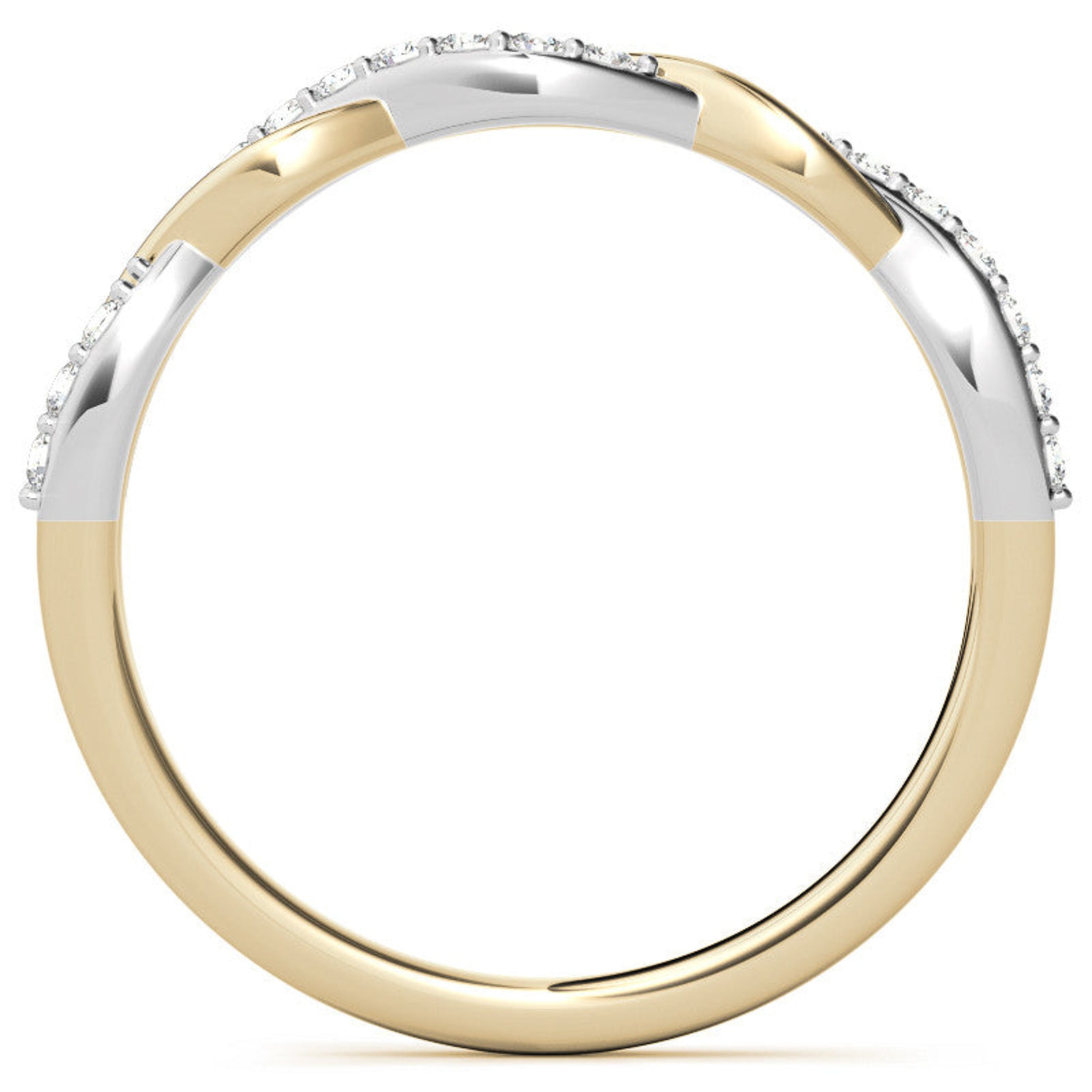 Yellow Gold Silver Twisted Semi-Eternity Rope Adjustable Crossroad Ring For Woman