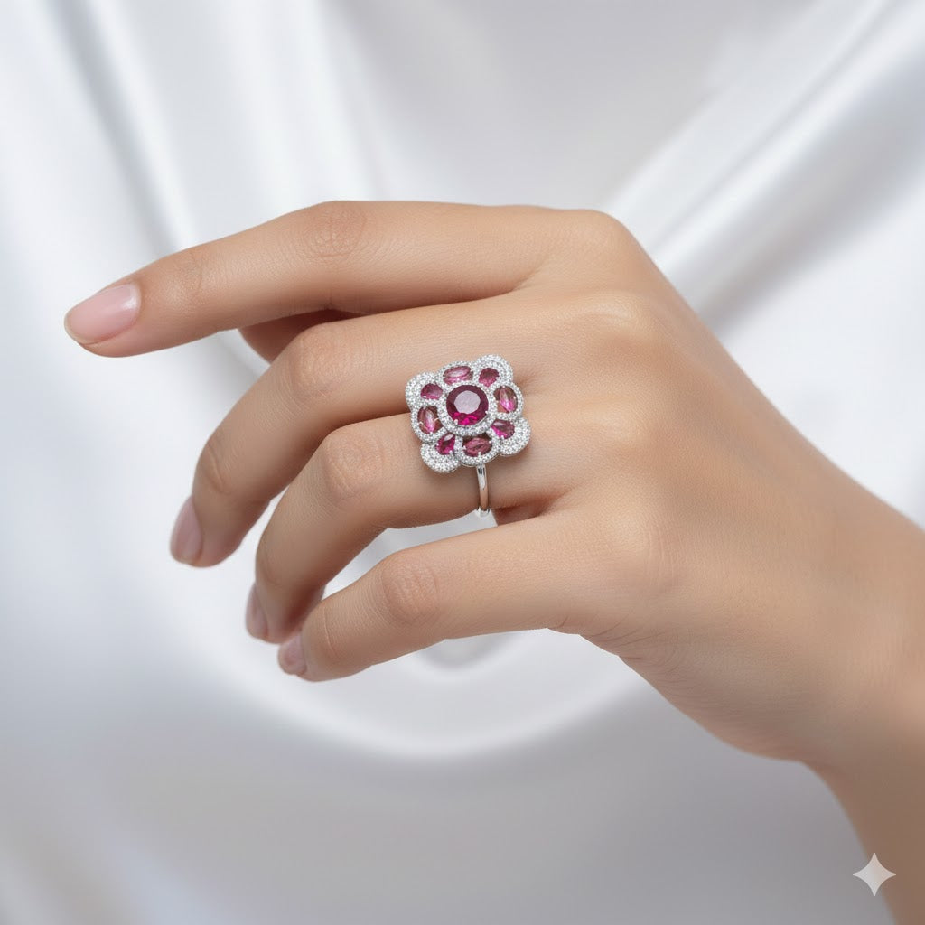 Imperial Ruby Flower Ring