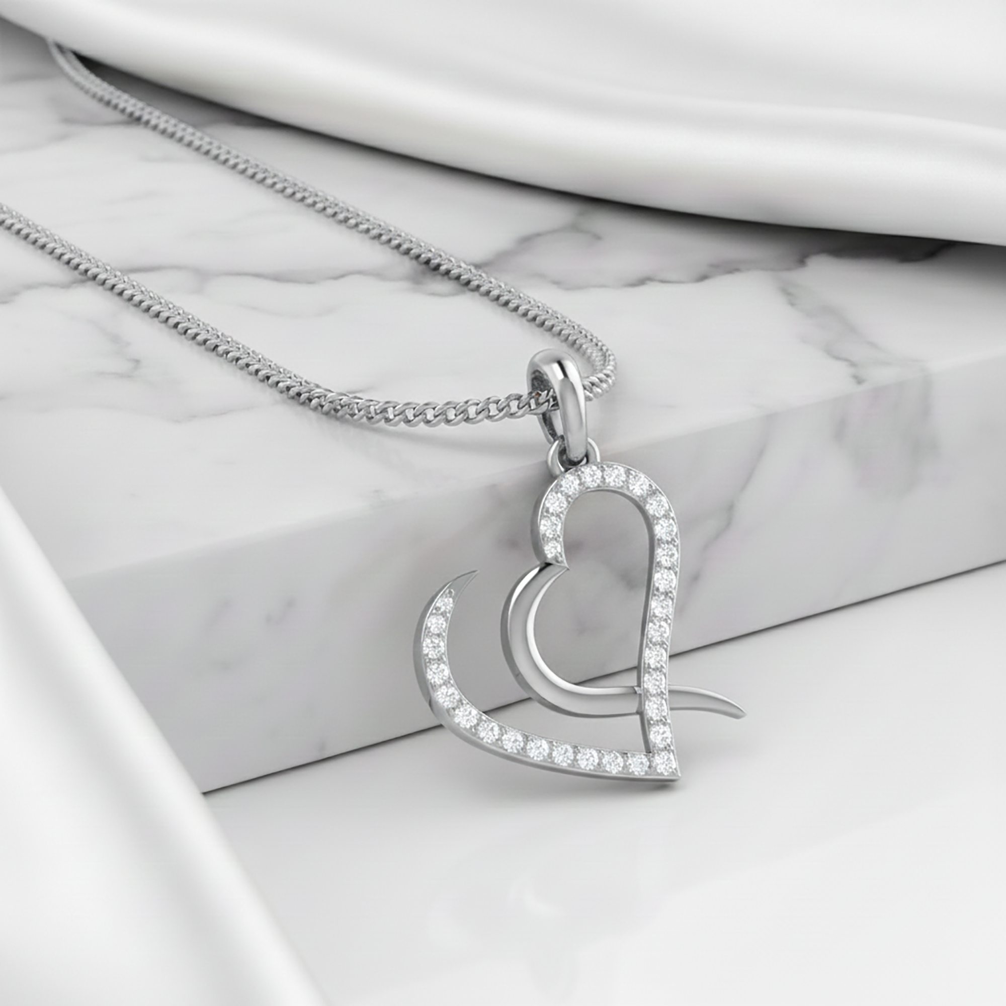 Sparkling Open Heart Pendant