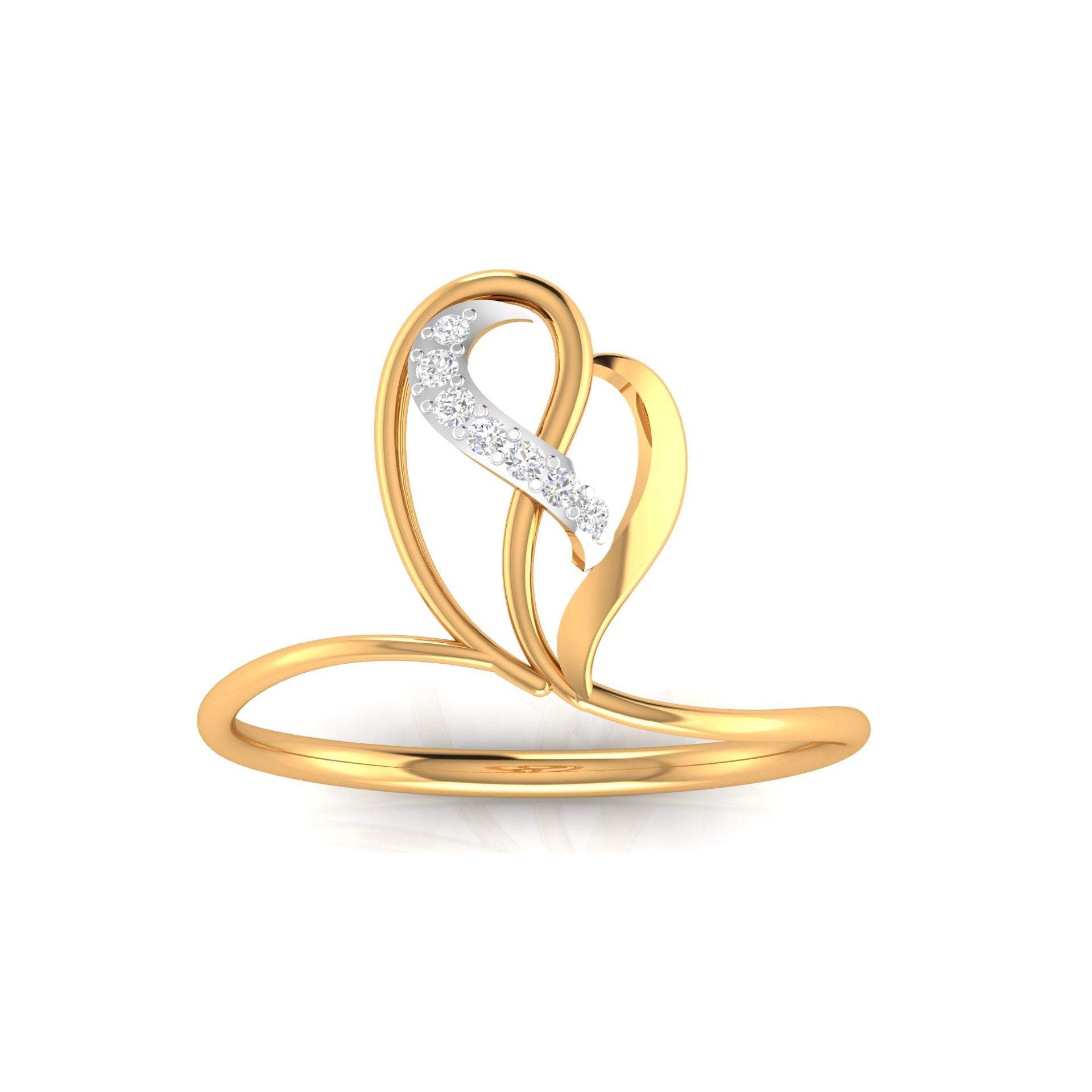 Yellow Gold Plated Adjustable Open Heart Silver Modern Ring For Women