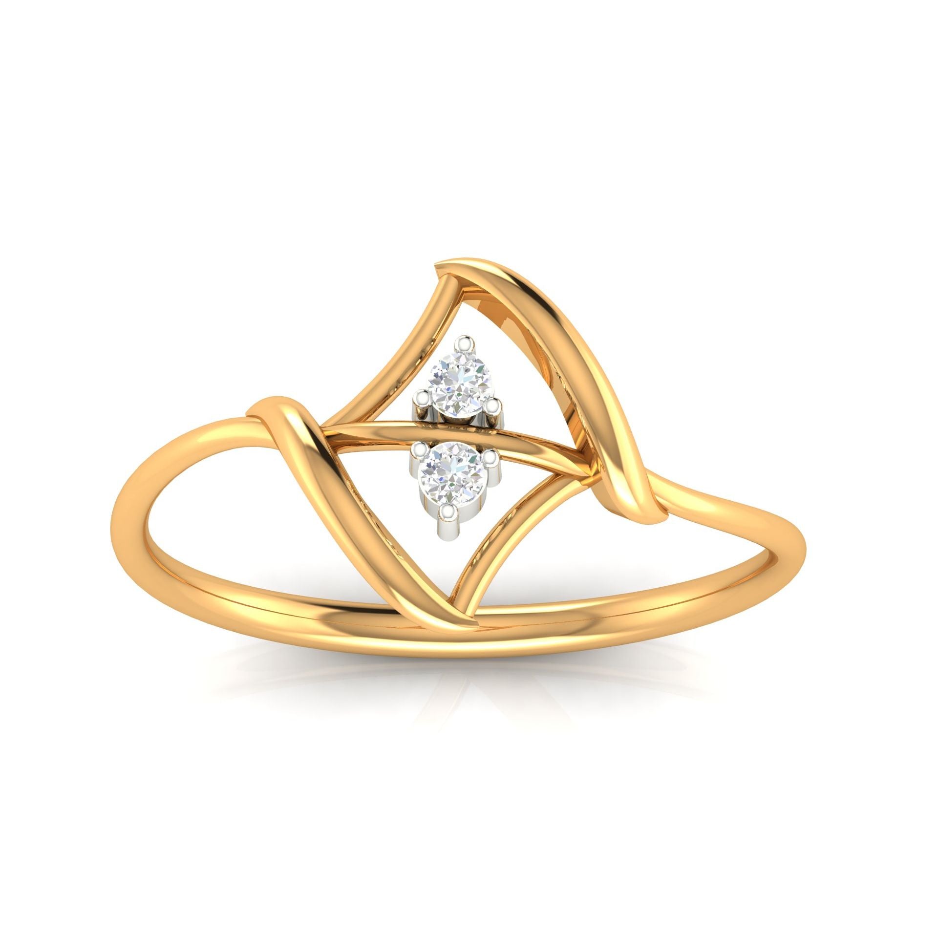 Silver Yellow Gold Adjustable Dual Triangular Loop Minimalist Twist Ring for Women