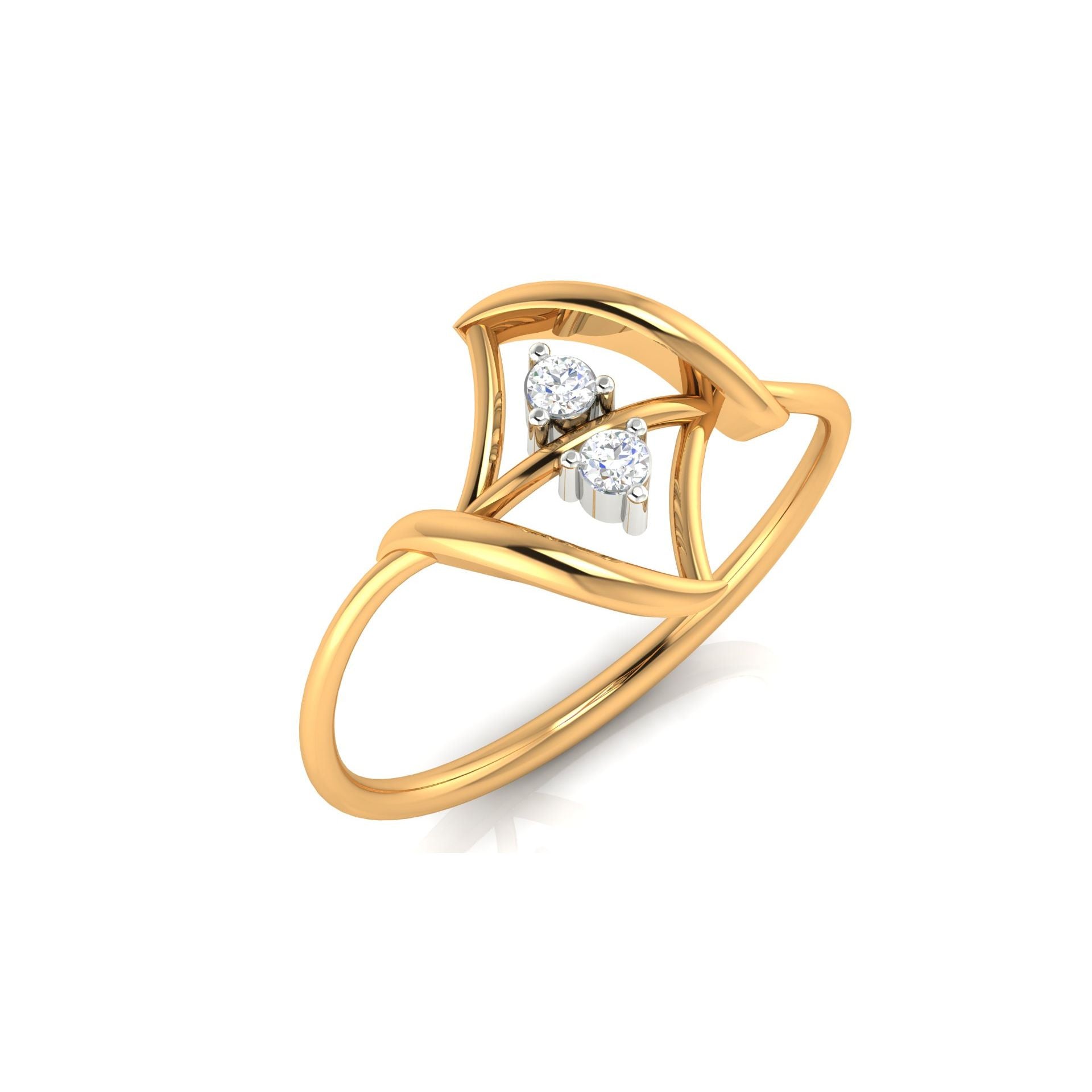 Silver Yellow Gold Adjustable Dual Triangular Loop Minimalist Twist Ring for Women
