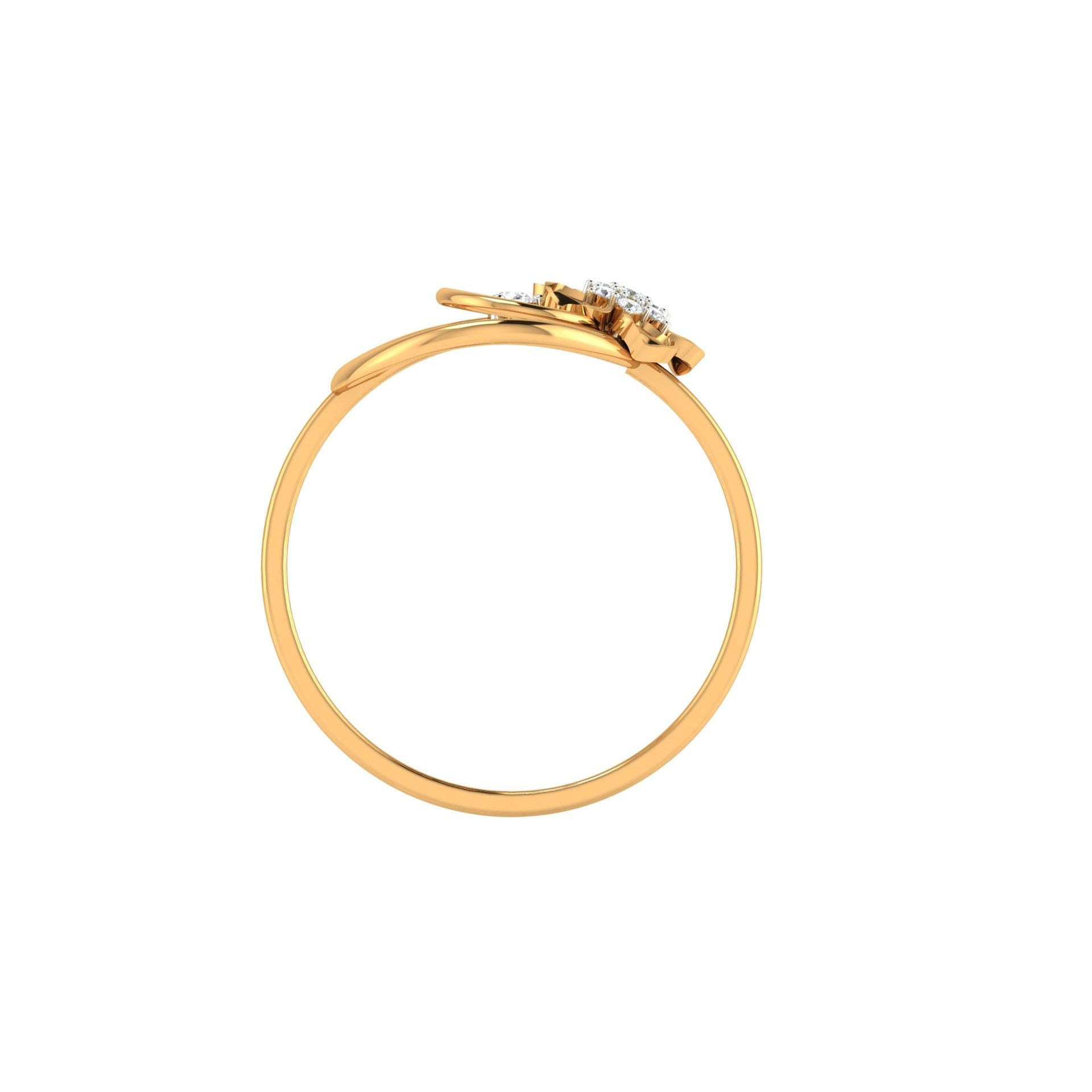 Yellow Gold Adjustable Silver Stylish Double Swirling Floral Zirconia Stones Ring For Woman